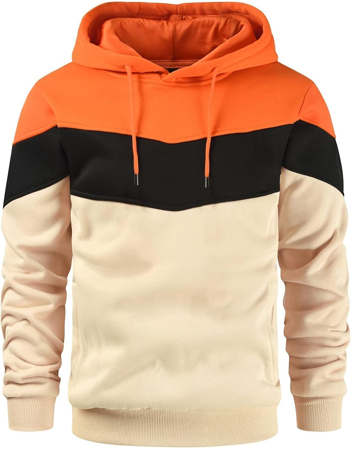Gesean Men's Novelty Color Block Pullover Fleece Hoodie Casual Sweatshirt