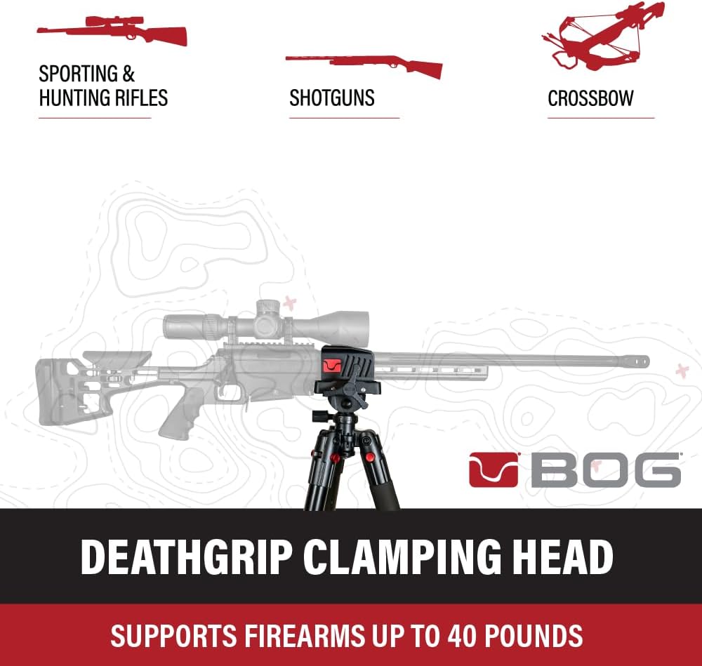 BOG DeathGrip Hunting Tripod, 7"-59", Lightweight, Gun Clamp, Shooting Rest