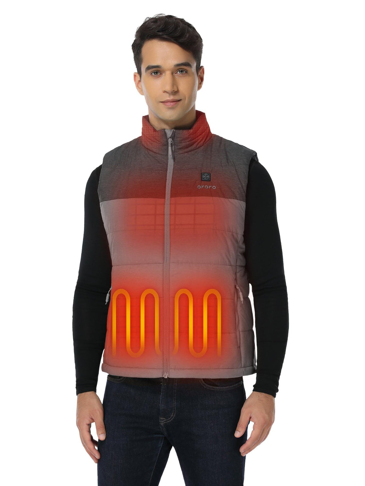 ORORO Men's Heated Vest Lightweight 4-Zone USB-C Battery Heated Puffer Vest