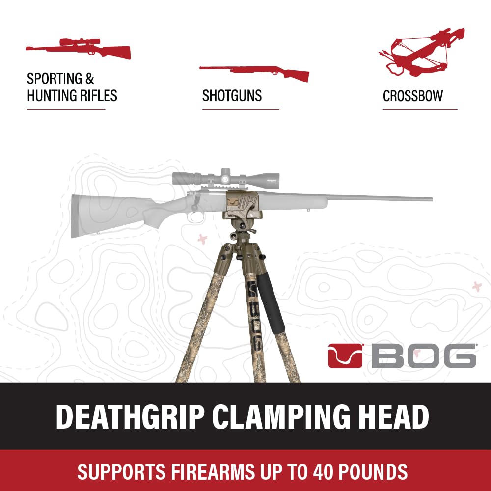 BOG DeathGrip Hunting Tripod, 7"-59", Lightweight, Gun Clamp, Shooting Rest