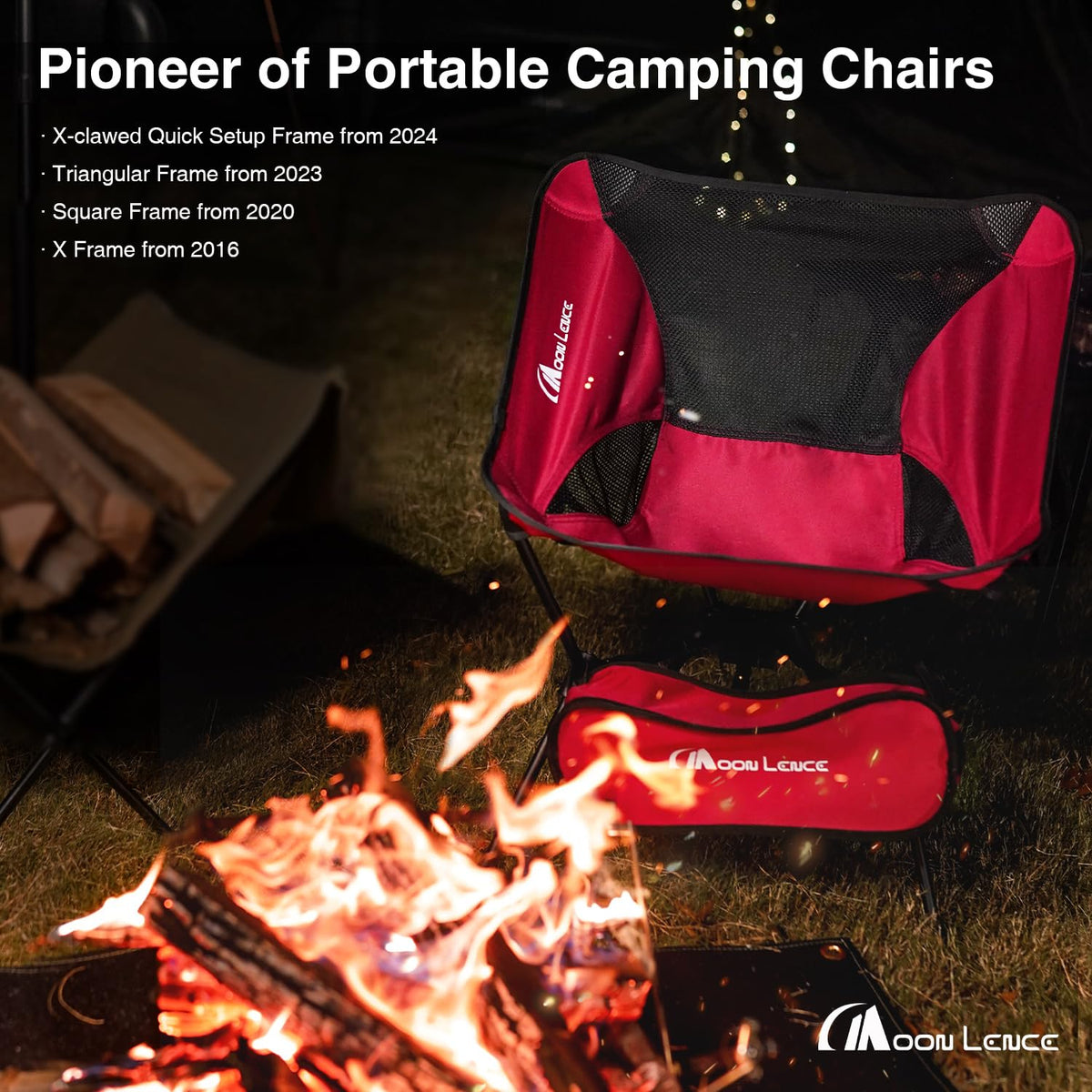 MOON LENCE Camping Chair Portable Backpacking Chair - The 4th Generation Ultralight Folding Chair - Compact, Lightweight Foldable Chairs for Hiking Mountaineering Beach (Green)
