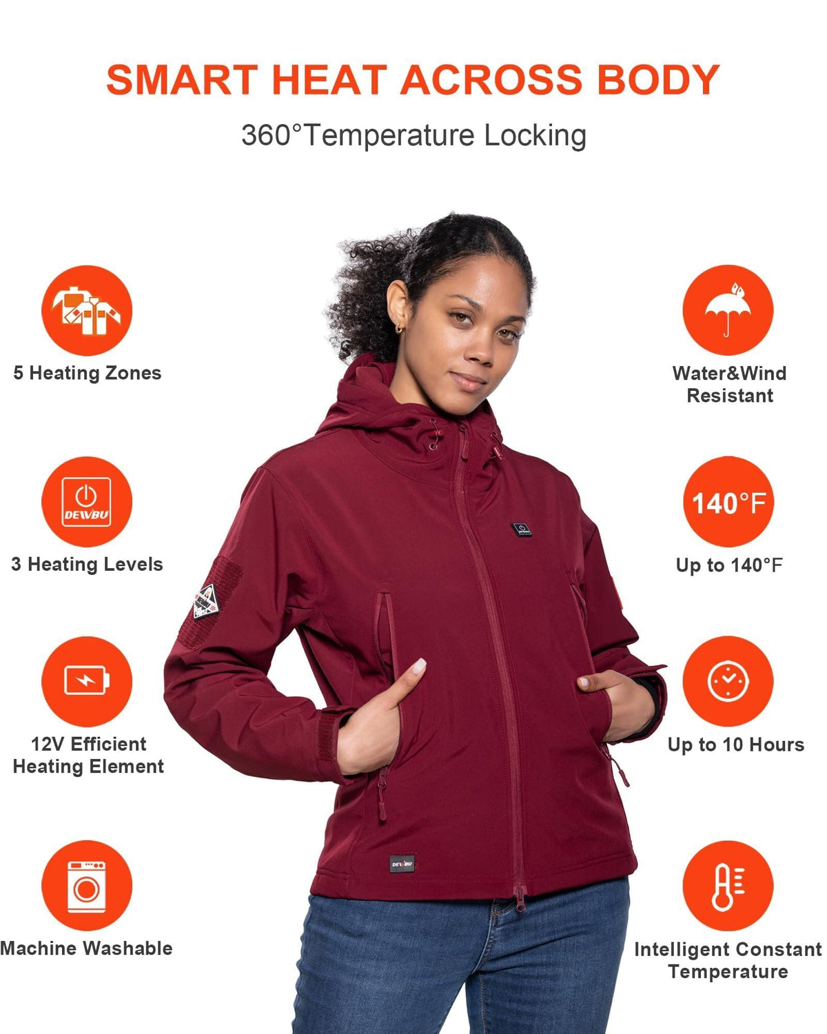 DEWBU Heated Jacket for Women with 12V Battery Pack Winter