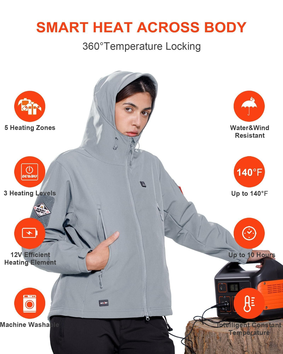 DEWBU Heated Jacket for Women with 12V Battery Pack Winter