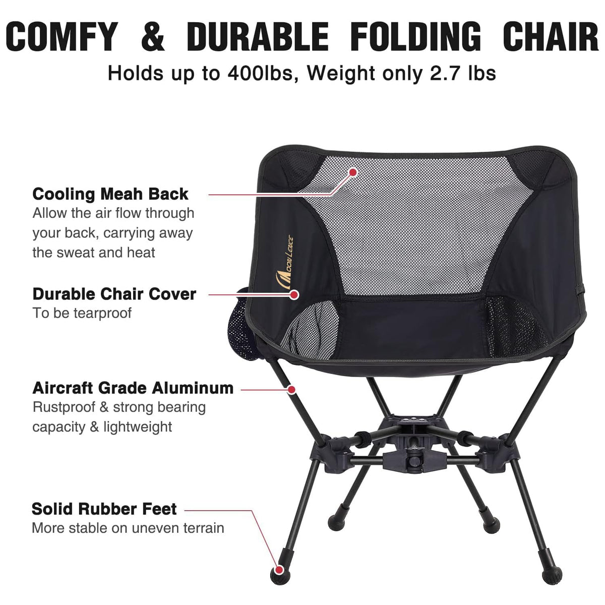 MOON LENCE Camping Chair Portable Backpacking Chair - The 4th Generation Ultralight Folding Chair - Compact, Lightweight Foldable Chairs for Hiking Mountaineering Beach (Green)