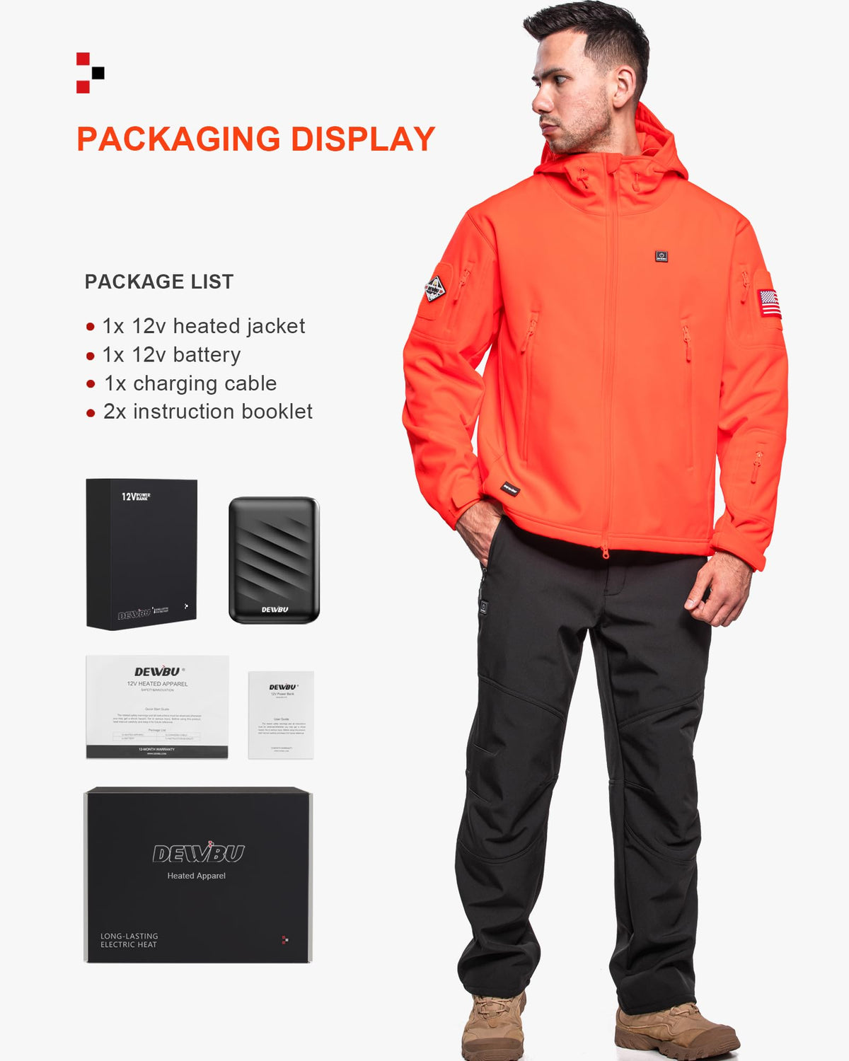 DEWBU Heated Jacket for Men with 12V Battery Pack