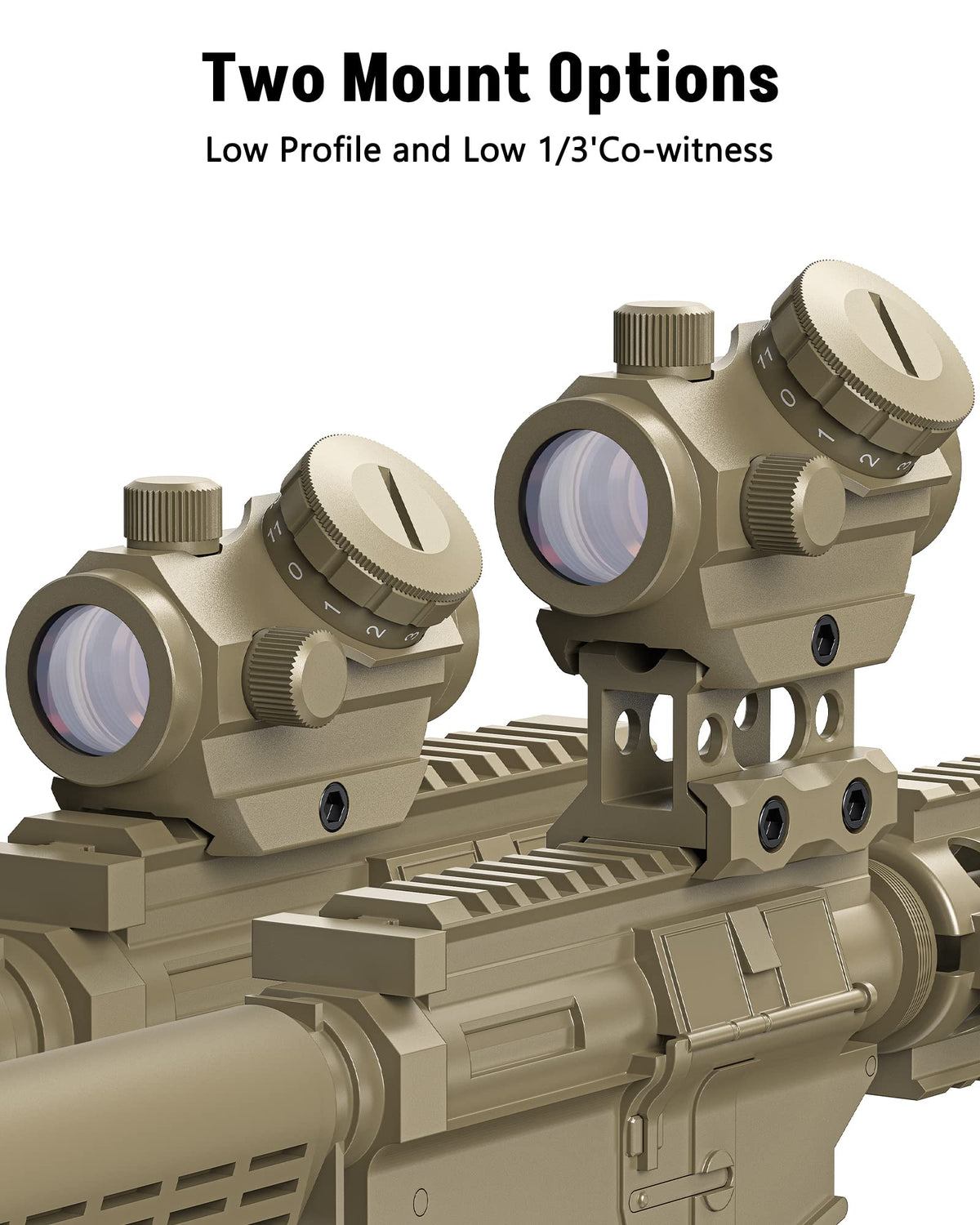 MidTen 2MOA Red Dot Sight 1x25mm Reflex Sight Waterproof & Shockproof & Fog-Proof Red Dot Scope with 1 inch Riser Mount