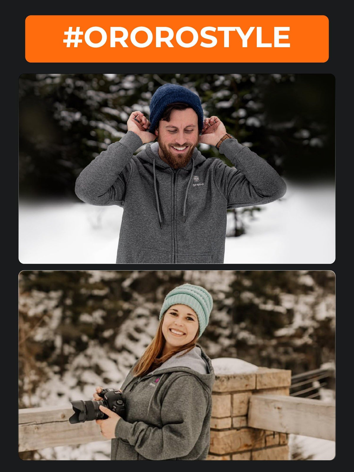 ORORO Unisex Heated Hoodie with Battery, 4-Zone Heating Fleece Hoodie