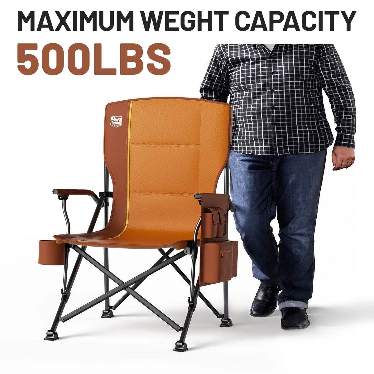 TIMBER RIDGE Oversized Folding Camping Chair High Back 500lbs