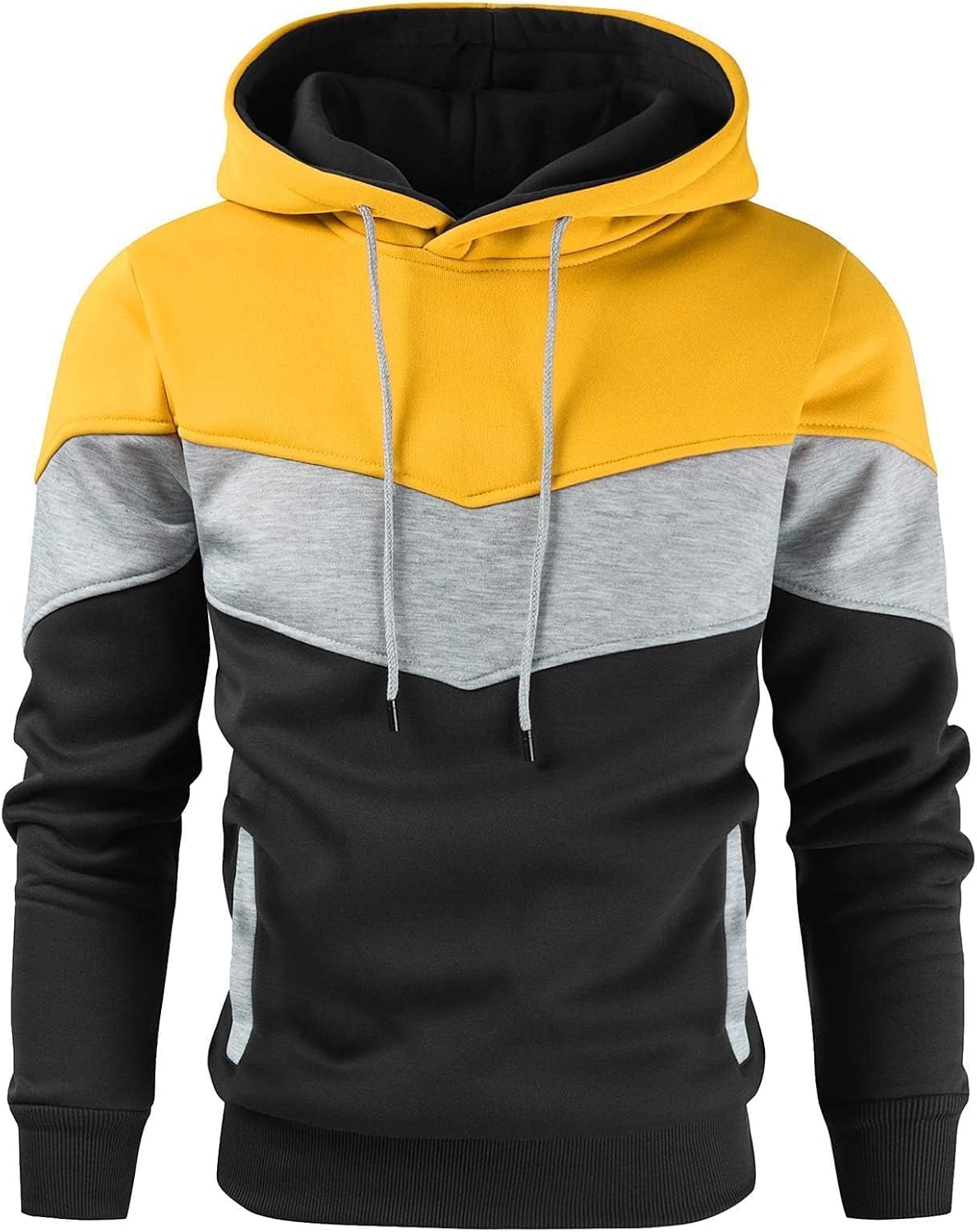 Gesean Men's Novelty Color Block Pullover Fleece Hoodie Casual Sweatshirt
