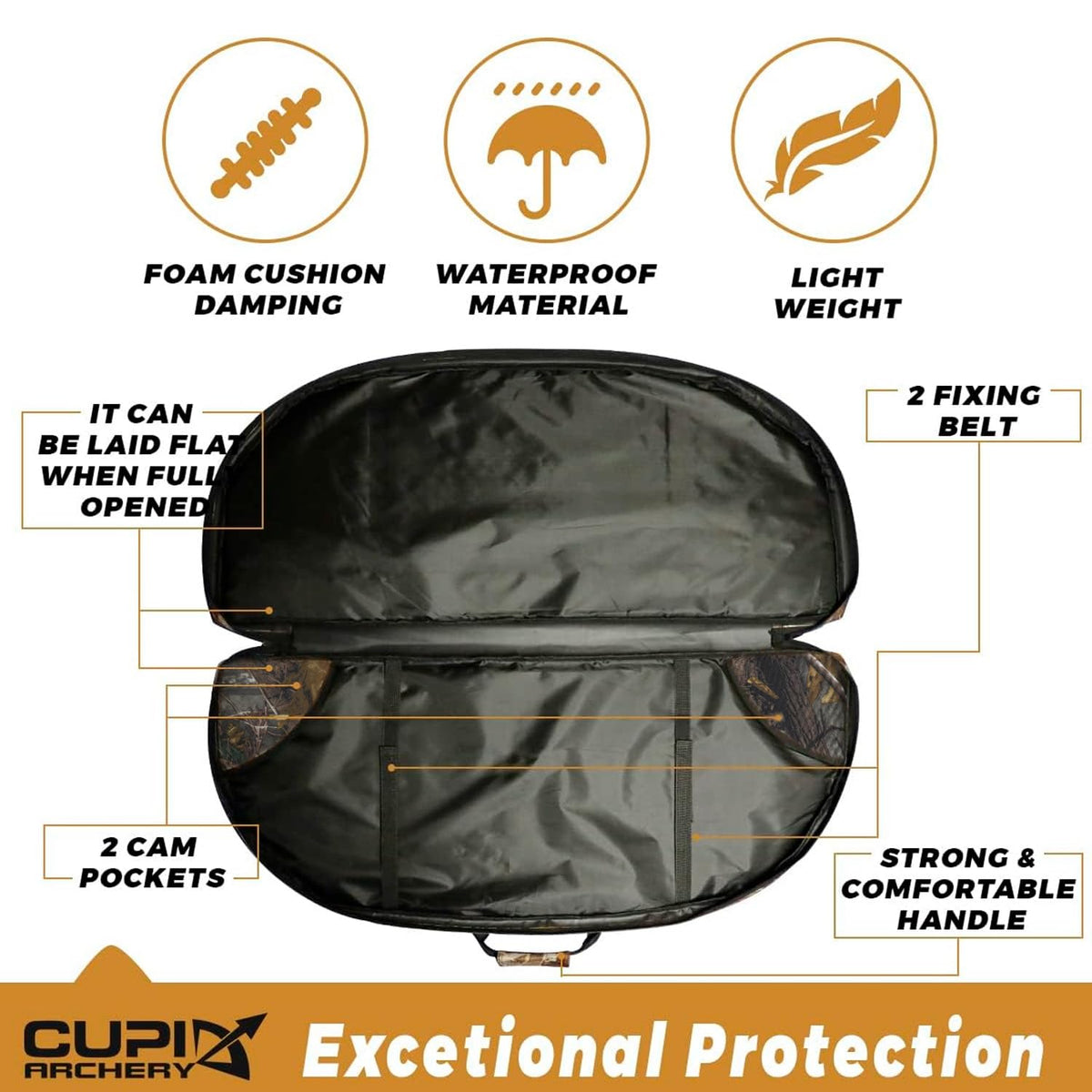 Compound Bow Case Soft Light-Weight Bow Bag with Arrow Pocket and Backpack Straps