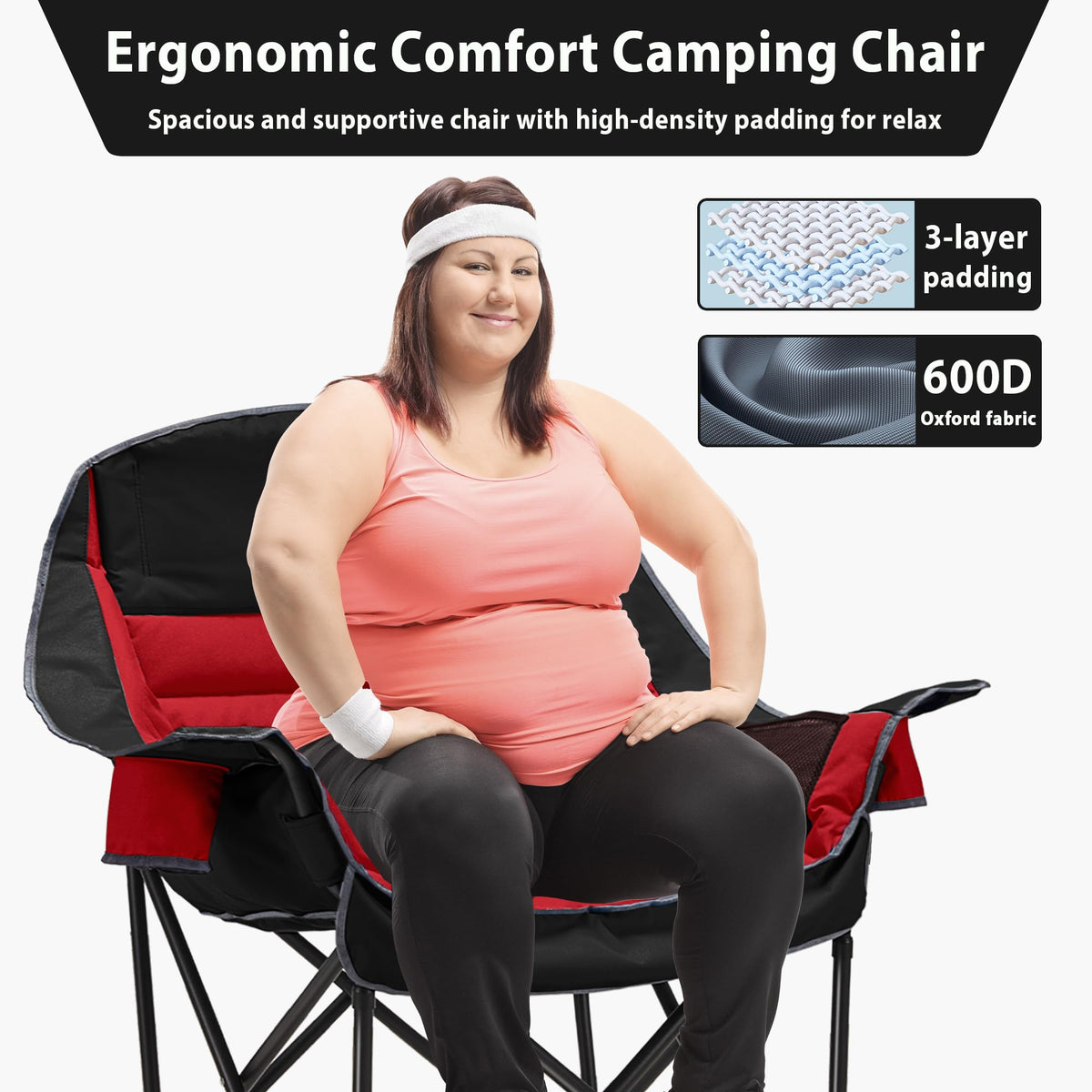 Youtanic Oversized Camping Chair, Portable Folding Camping Chairs