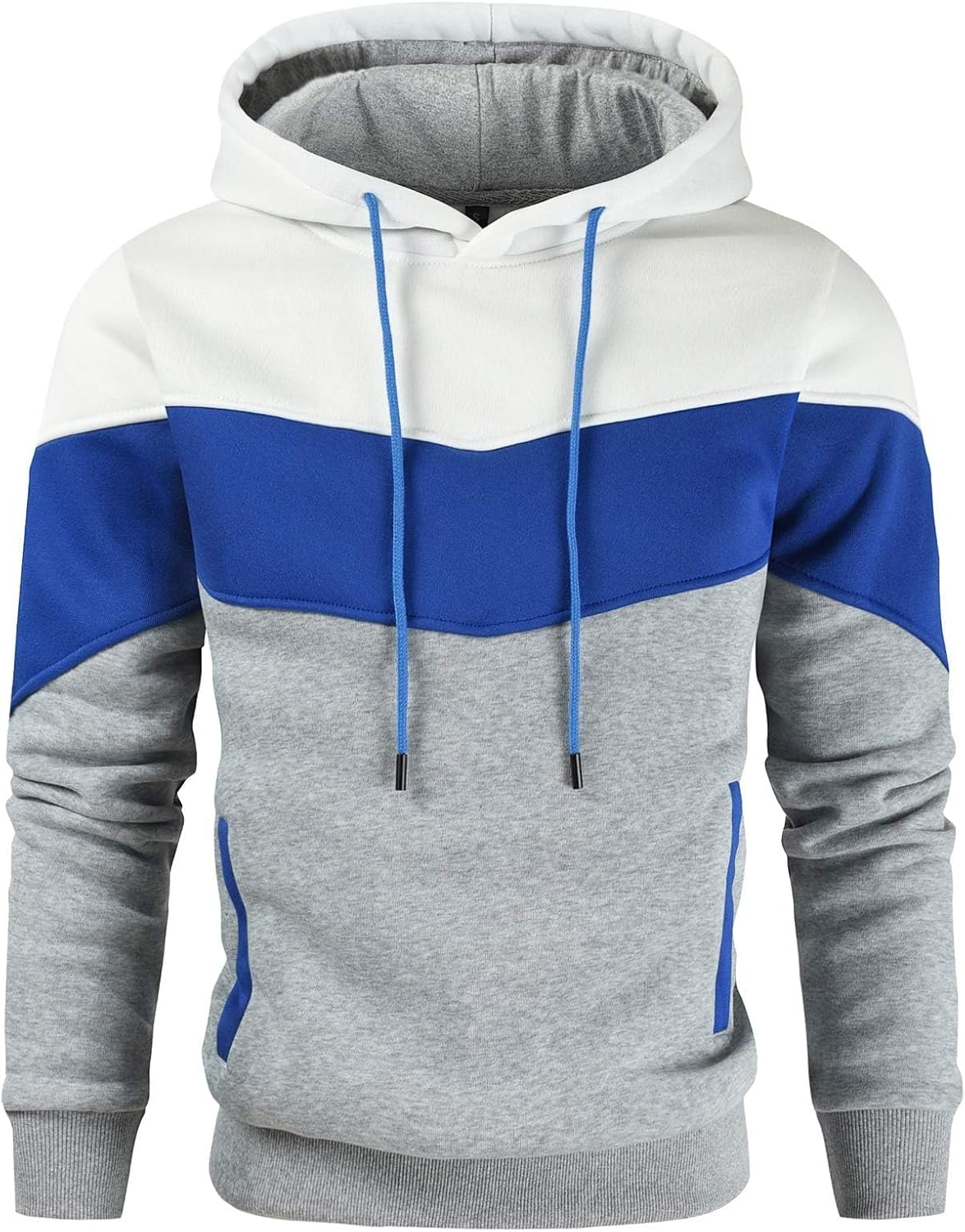 Gesean Men's Novelty Color Block Pullover Fleece Hoodie Casual Sweatshirt