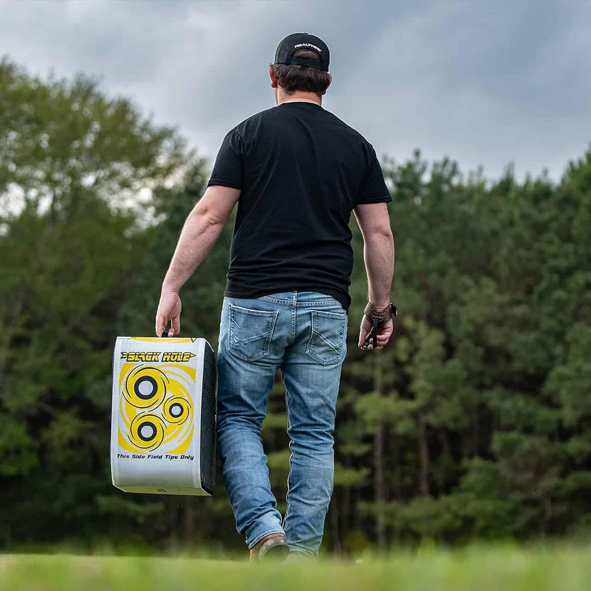 Black Hole 4-Sided Archery Target, Uses Friction Not Force to Stop All Field Points and Broadheads, Open-Face Layered Design, Lightweight and Carry Strap for Portability