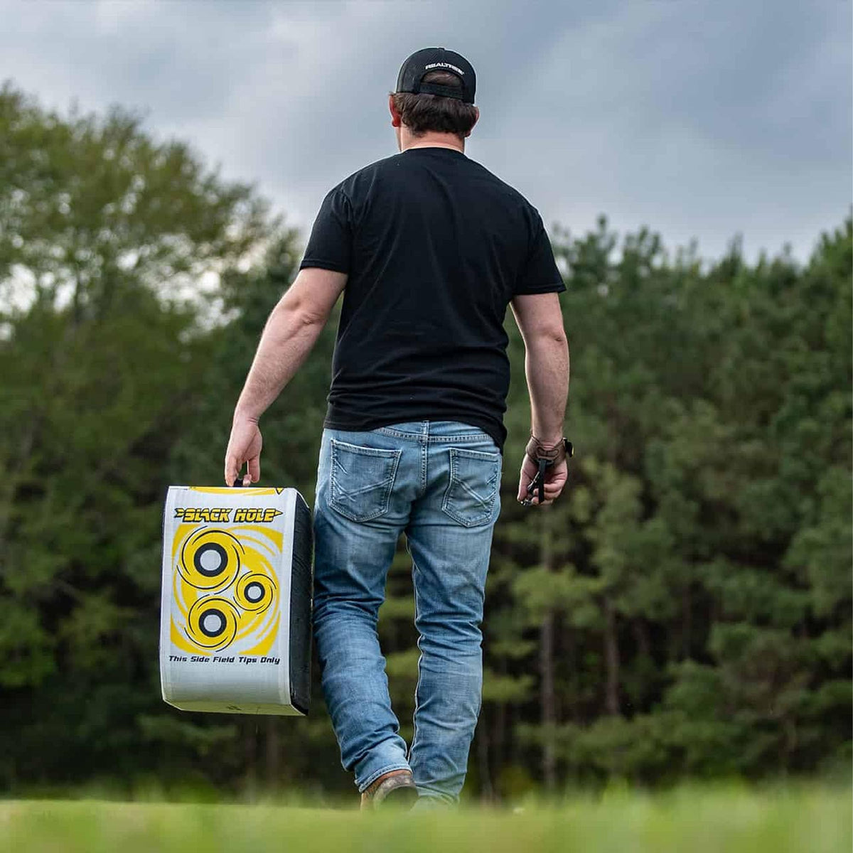 Black Hole 4-Sided Archery Target, Uses Friction Not Force to Stop All Field Points and Broadheads, Open-Face Layered Design, Lightweight and Carry Strap for Portability