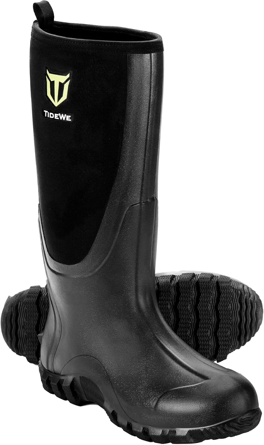 TIDEWE Rubber Boots for Men, Waterproof Rain Boots with Steel Shank