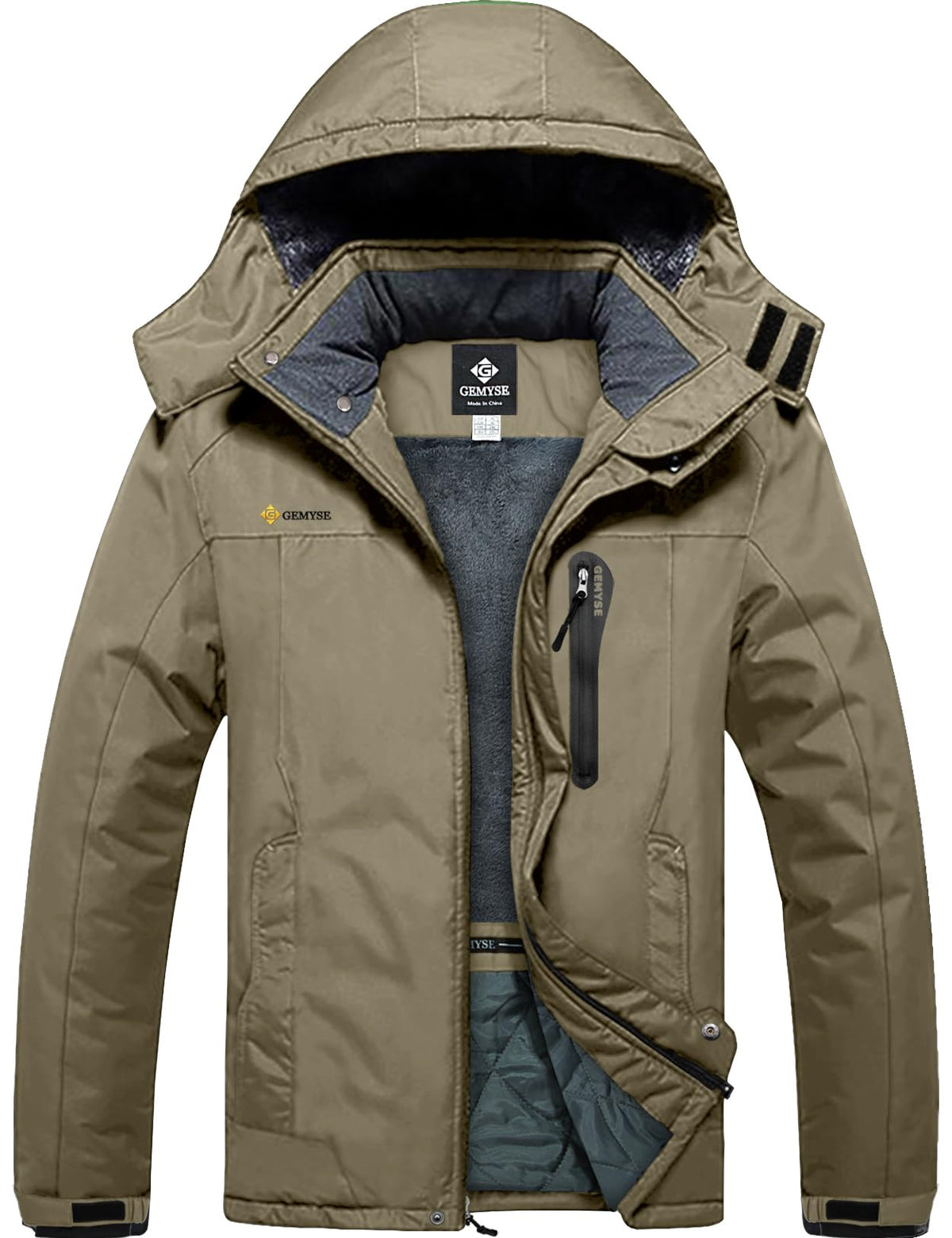 GEMYSE Men's Winter Ski Jacket Waterproof Snow Coat with Detachable Hood