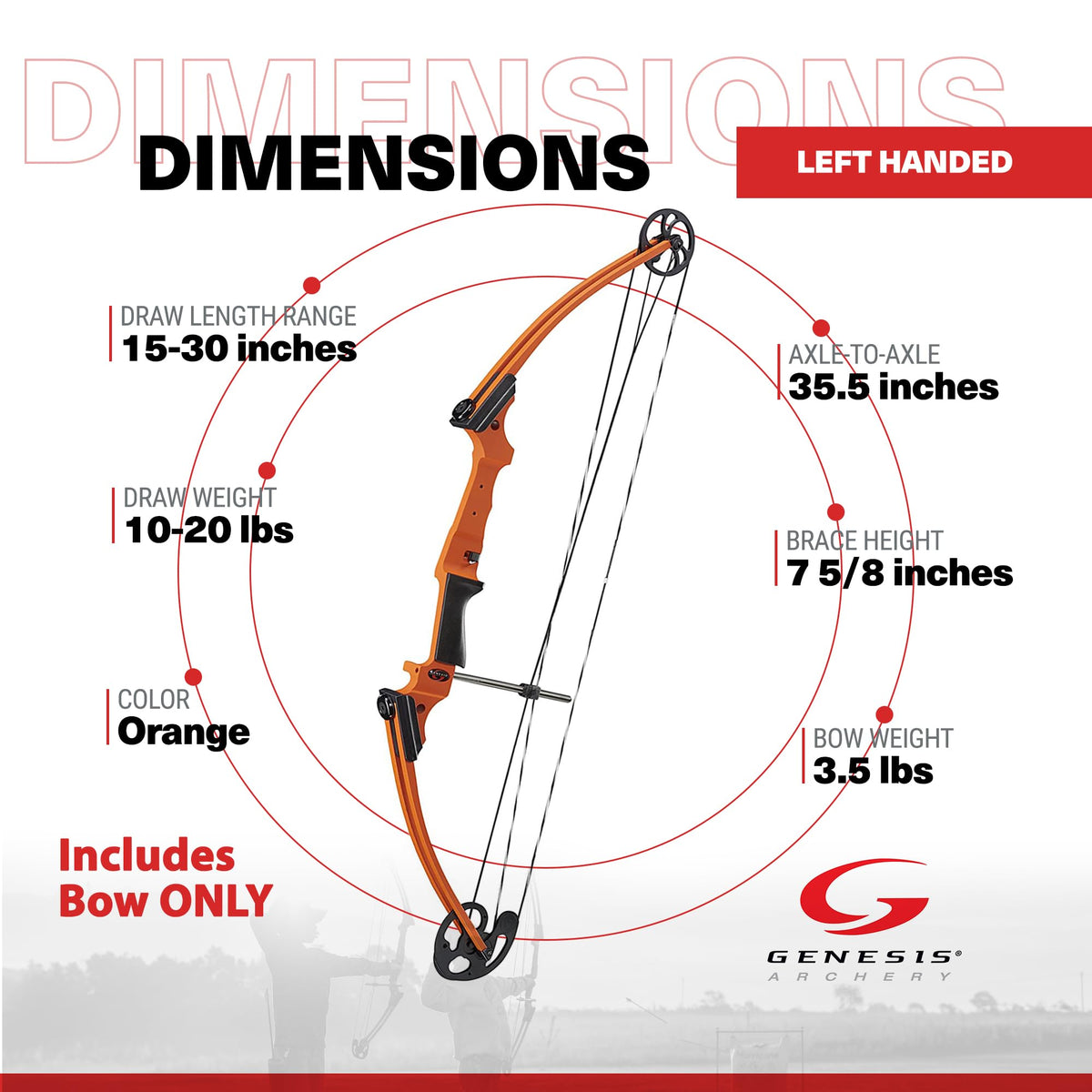Genesis Archery Original Lightweight Compound Bow with Adjustable Aluminum Riser, 15"-30" Draw Length, 10-20 lb Draw Weight, for Kids and Adults, All Skill Levels