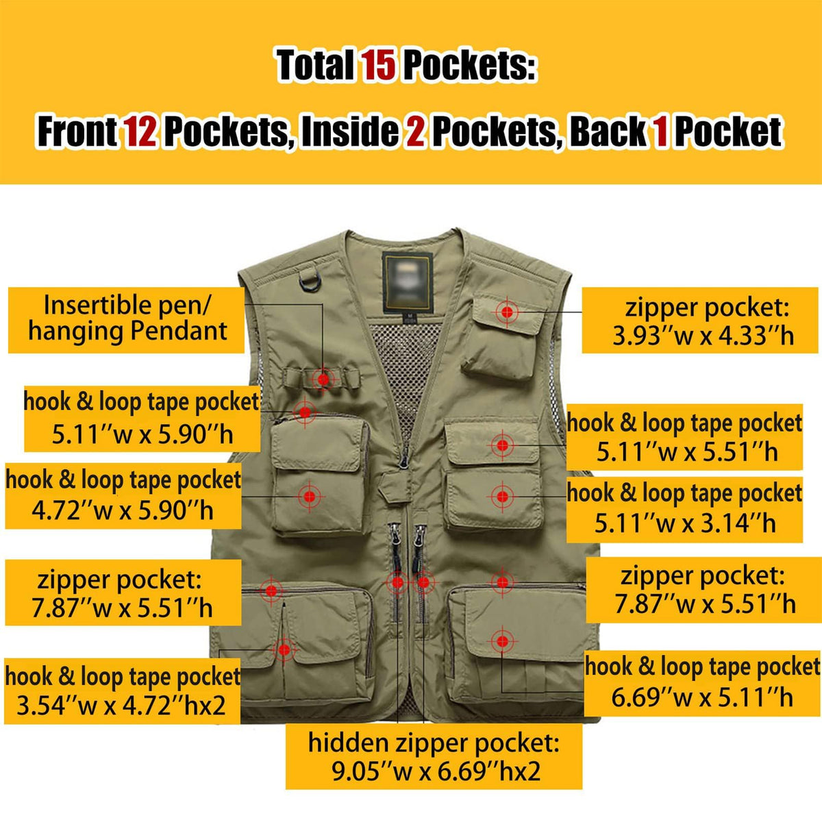 Flygo Men's Casual Lightweight Outdoor Fishing Work Safari Travel Photo Cargo Vest Jacket Multi Pockets