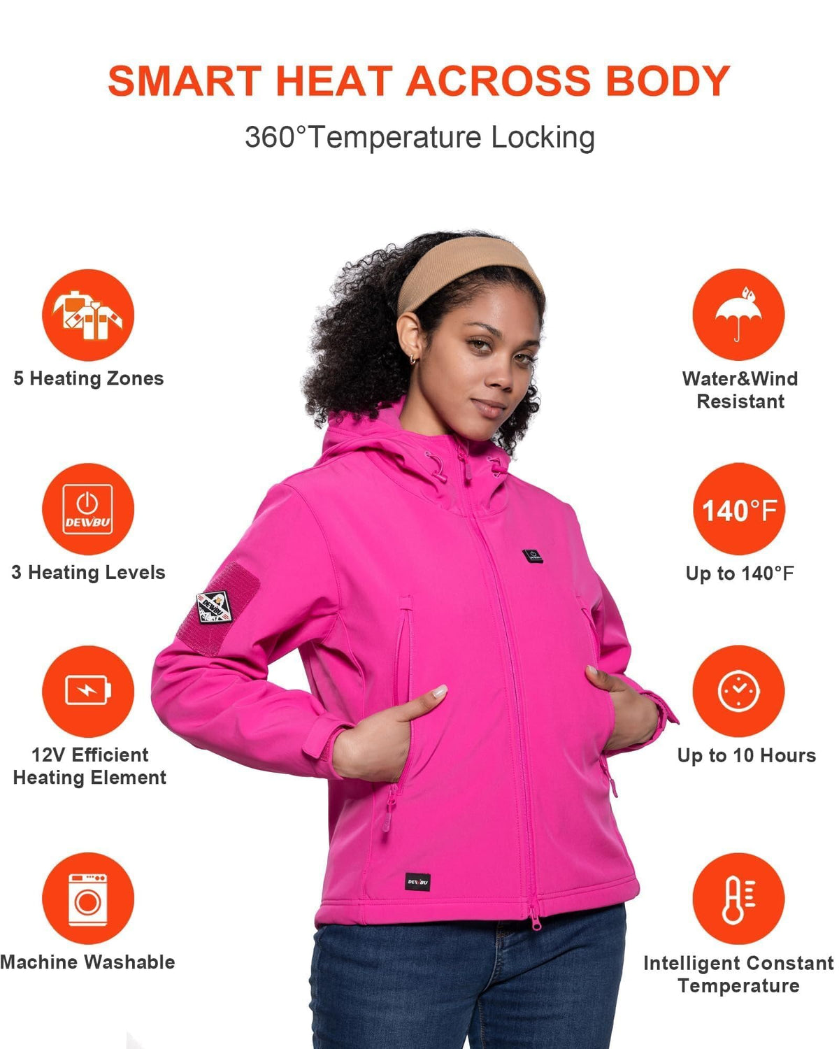 DEWBU Heated Jacket for Women with 12V Battery Pack Winter