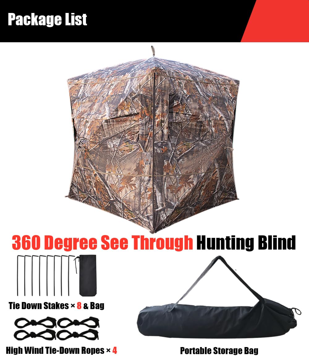 THUNDERBAY SPUR Collector 3 Person Hunting Blind, Portable Ground Blind with Silent Windows, Portable Durable Hunting Tent for Deer & Turkey Hunting