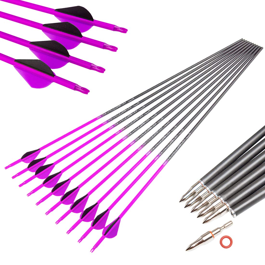 Archery 28 30 Inch 300 340 350 400 Spine Carbon Hunting Arrows