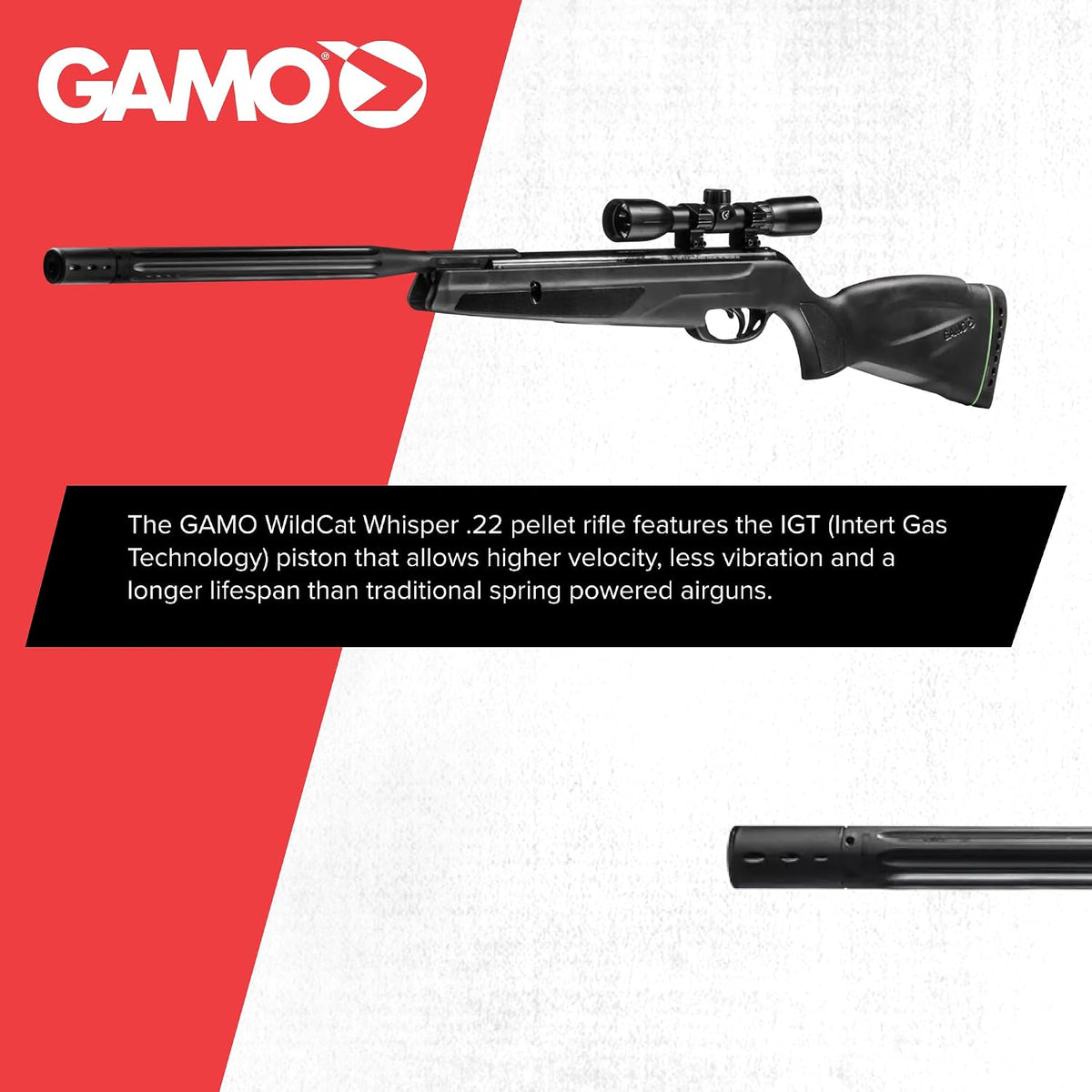 Gamo Wildcat Whisper Break Barrel Air Rifle- IGT Gas Piston