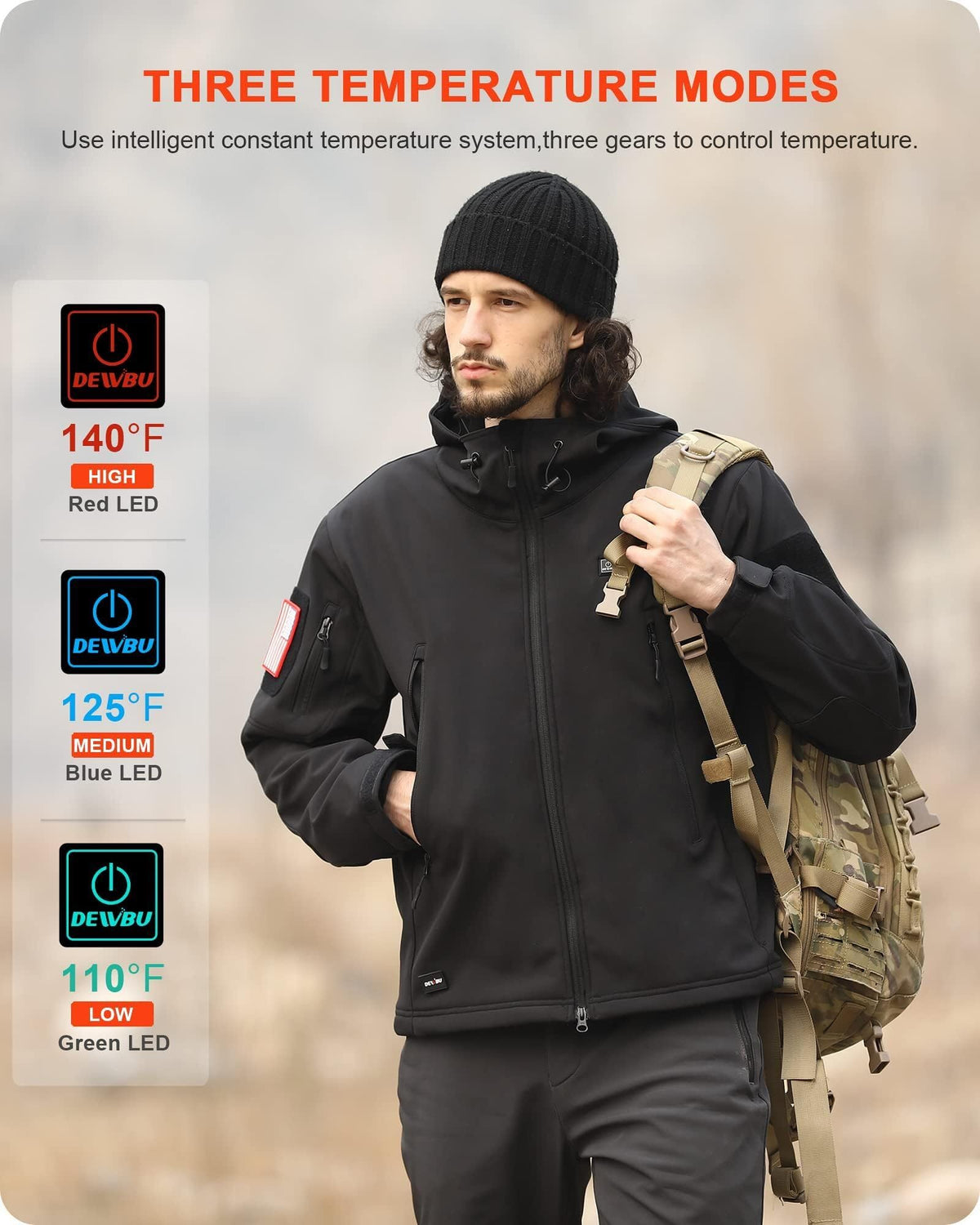 DEWBU Heated Jacket for Men with 12V Battery Pack
