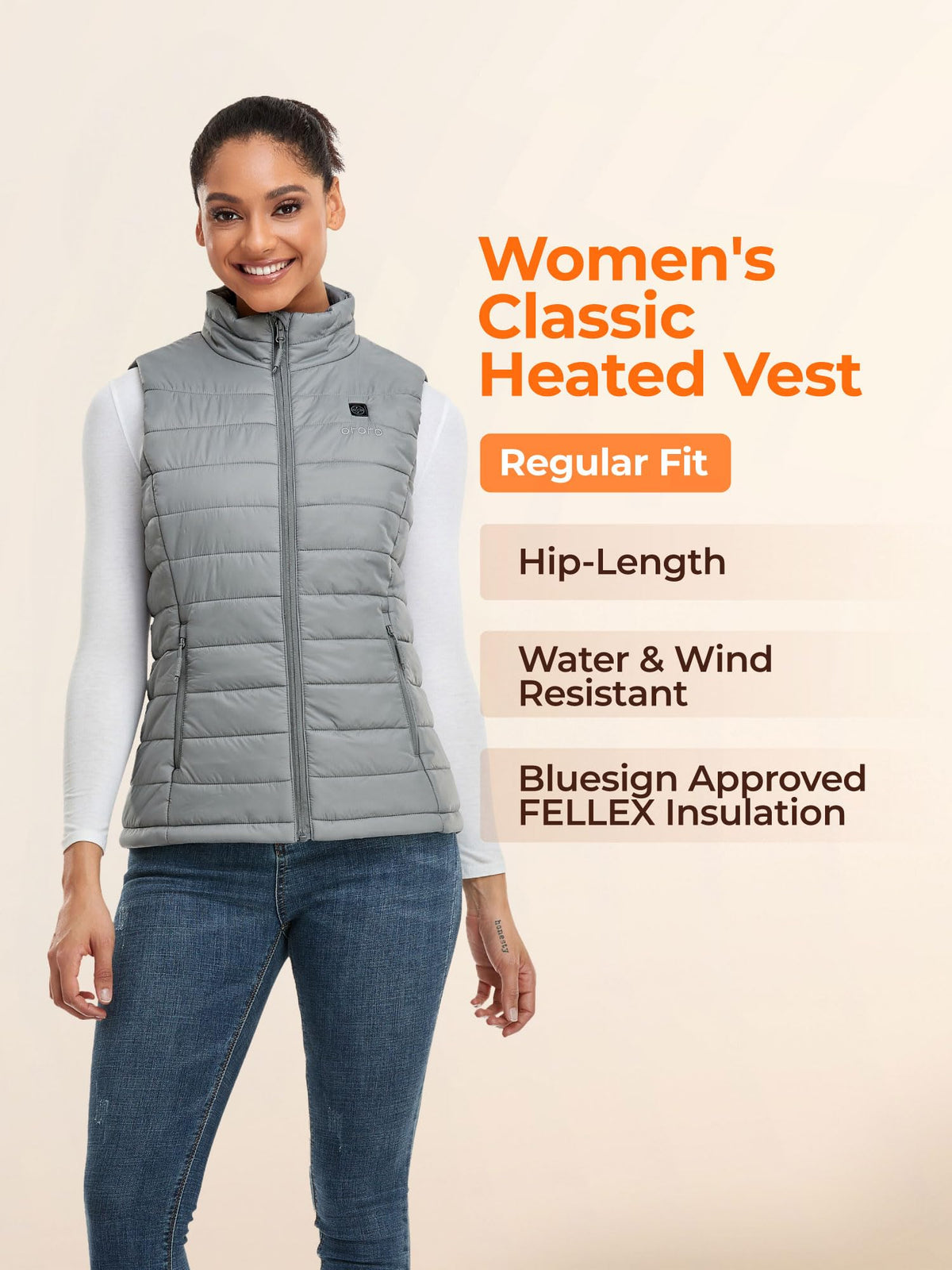 ORORO Women’s Heated Vest, 4 Heating Zones Lightweight Electric Vest