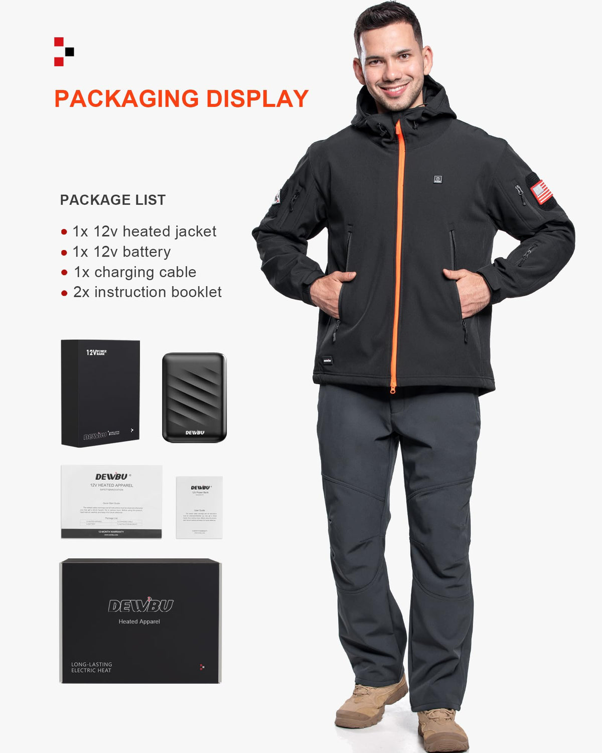 DEWBU Heated Jacket for Men with 12V Battery Pack