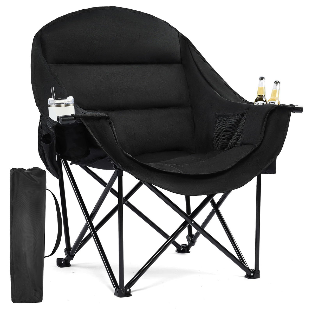 Heated Oversized Camping Chair - Heavy Duty Padded Comfy Warm Outdoor Chair