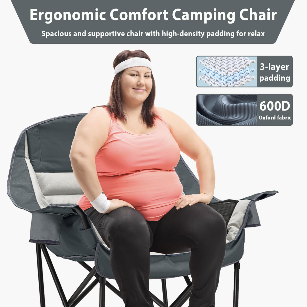 Youtanic Oversized Camping Chair, Portable Folding Camping Chairs