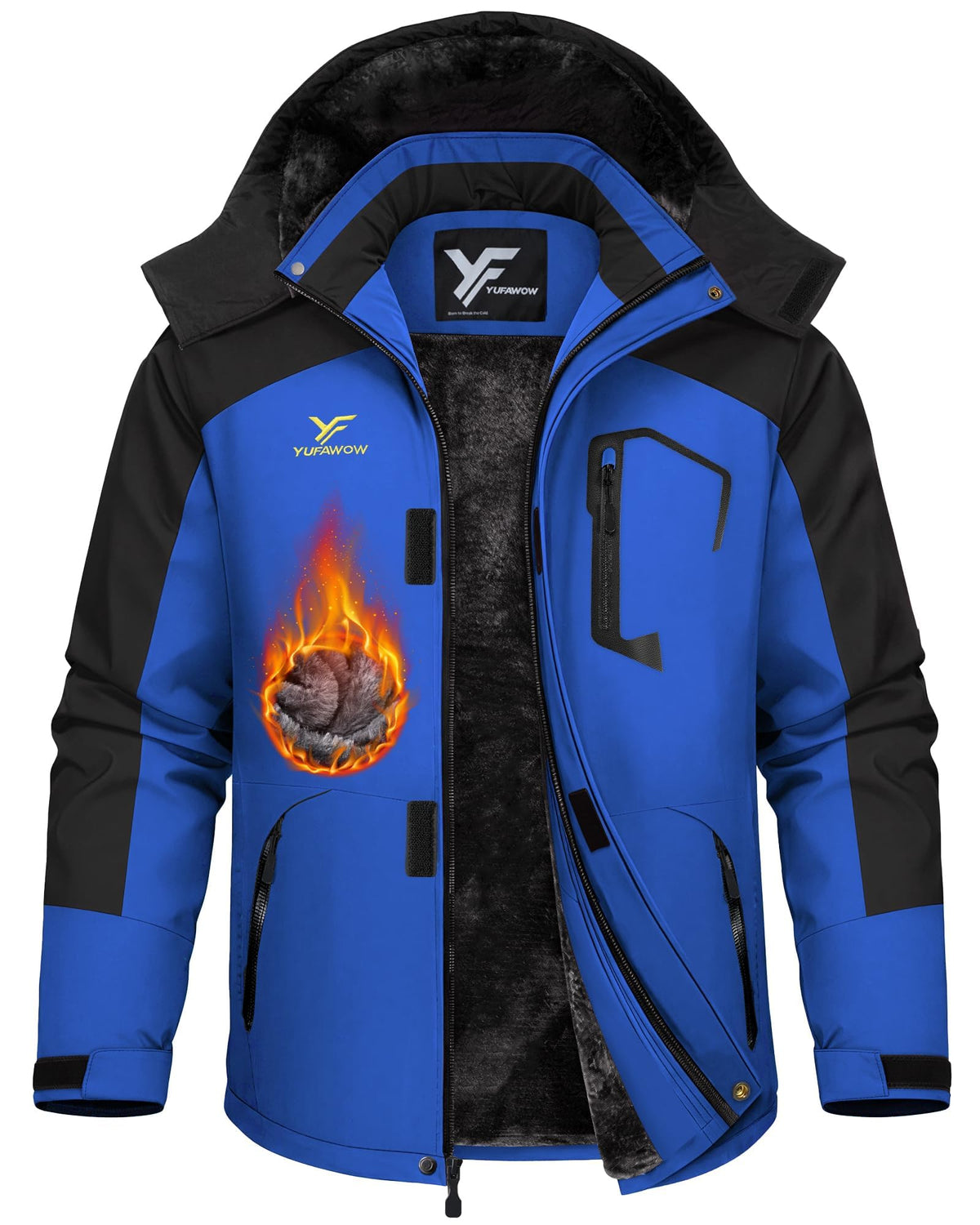 Yufawow Men Winter Jacket Skiing Jacket Insulated Fleece Lined Waterproof Windbreaker for Snowboard Hiking Camping ATV Outdoor Work