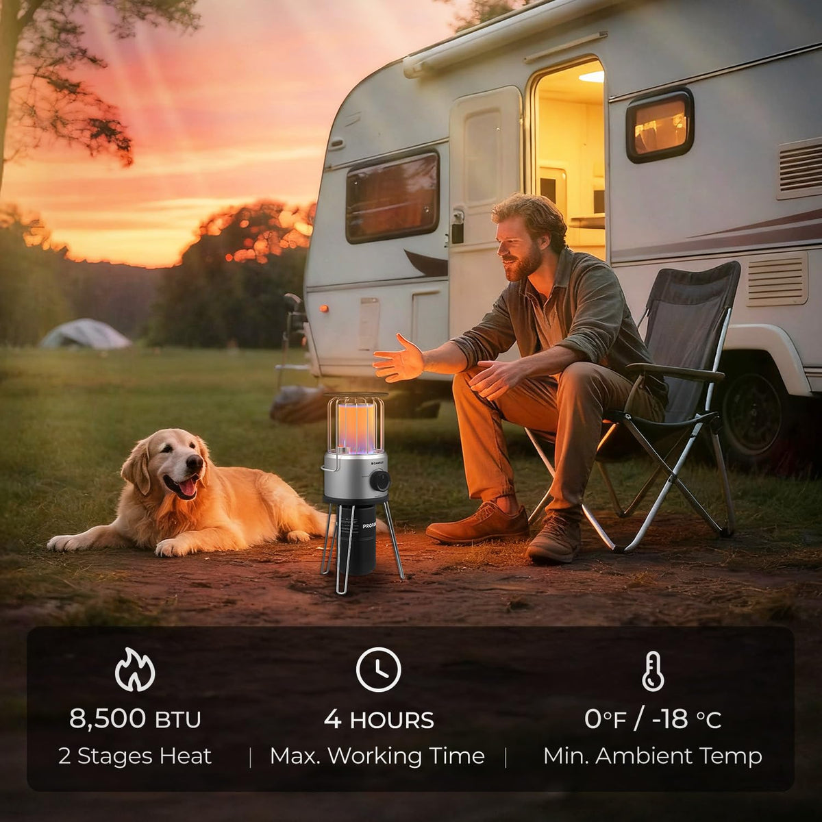 CAMPLUX Portable Propane Heater Outdoor and Indoor, 12000 BTU LP Gas Buddy Heater for Camping with ODS & Tip-over Protection, 1lb Propane Radiant Heating with LED light, Red