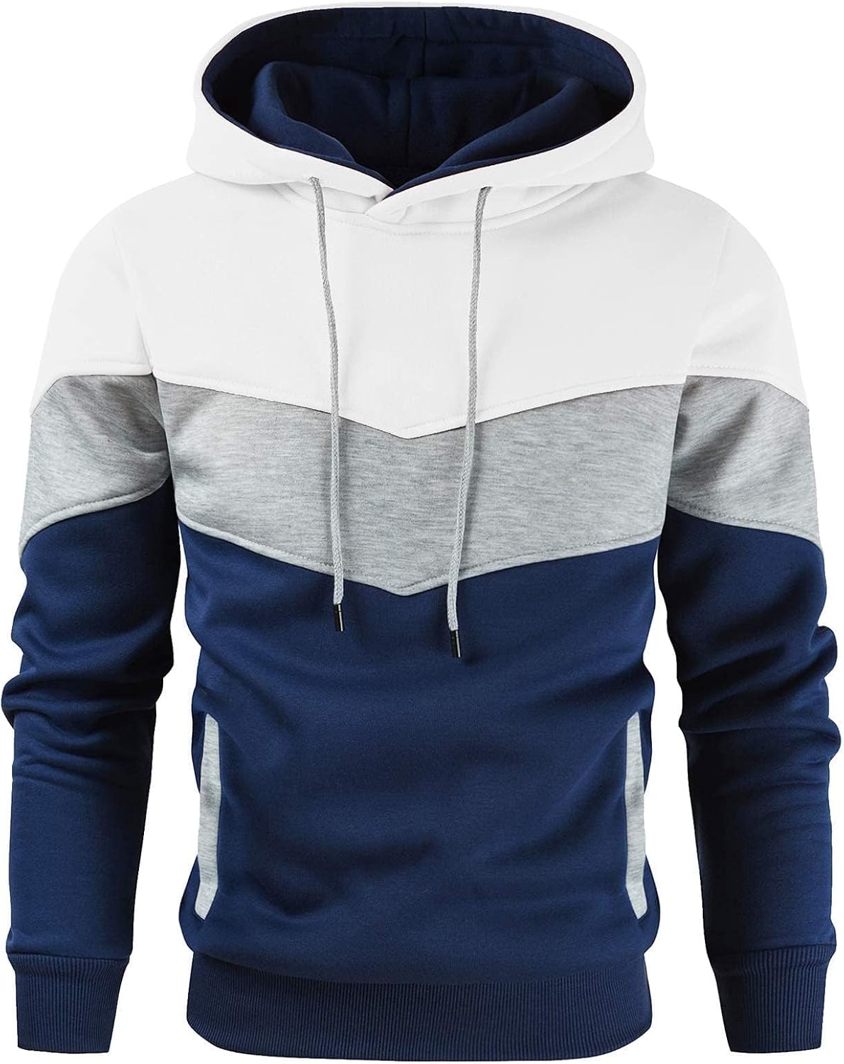 Gesean Men's Novelty Color Block Pullover Fleece Hoodie Casual Sweatshirt