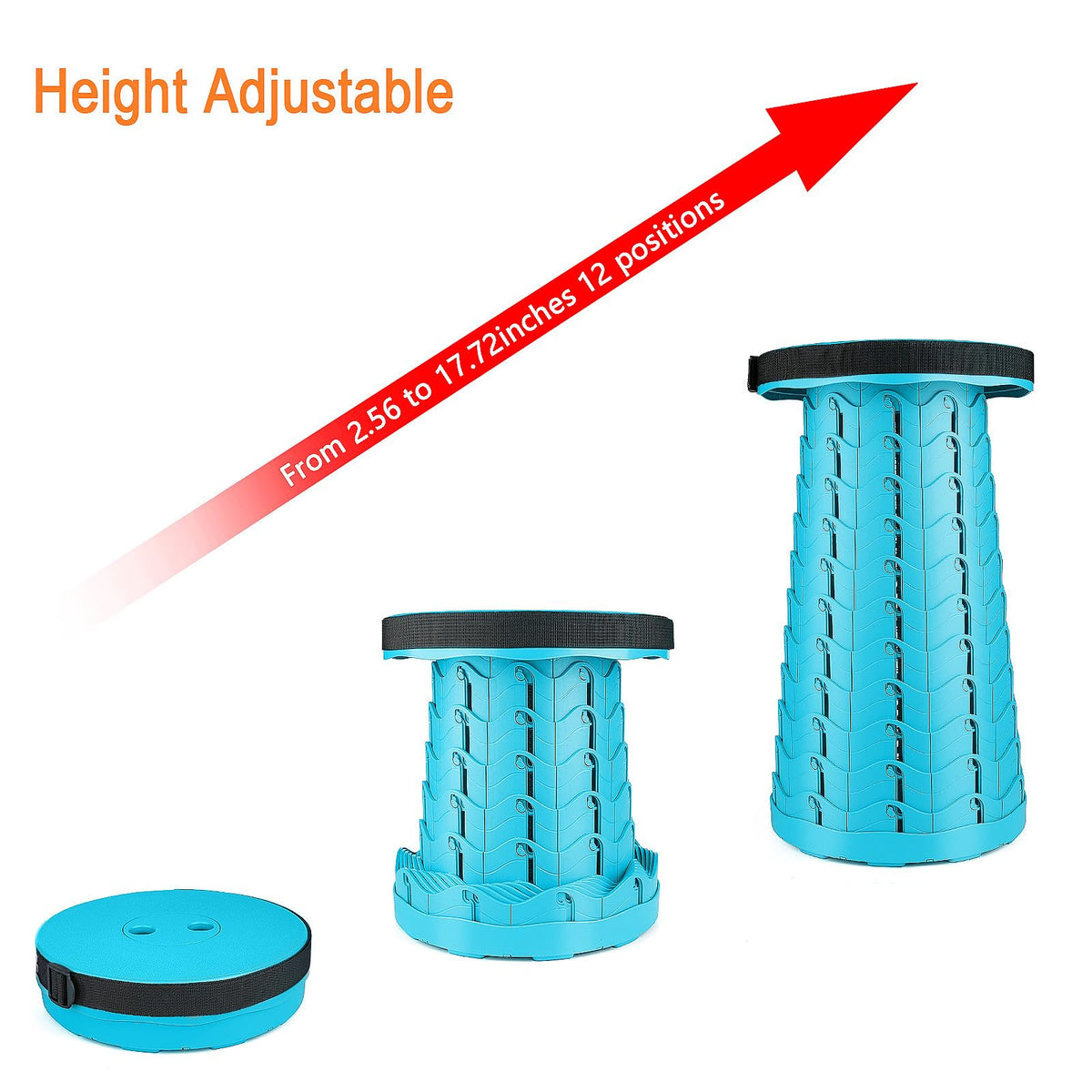 Boreeman Upgraded Folding Stool Lightweight Yet More Sturdy with Load Capacity 400lbs Portable Collapsible Stool for Camping Fishing Hiking BBQ (Blue)