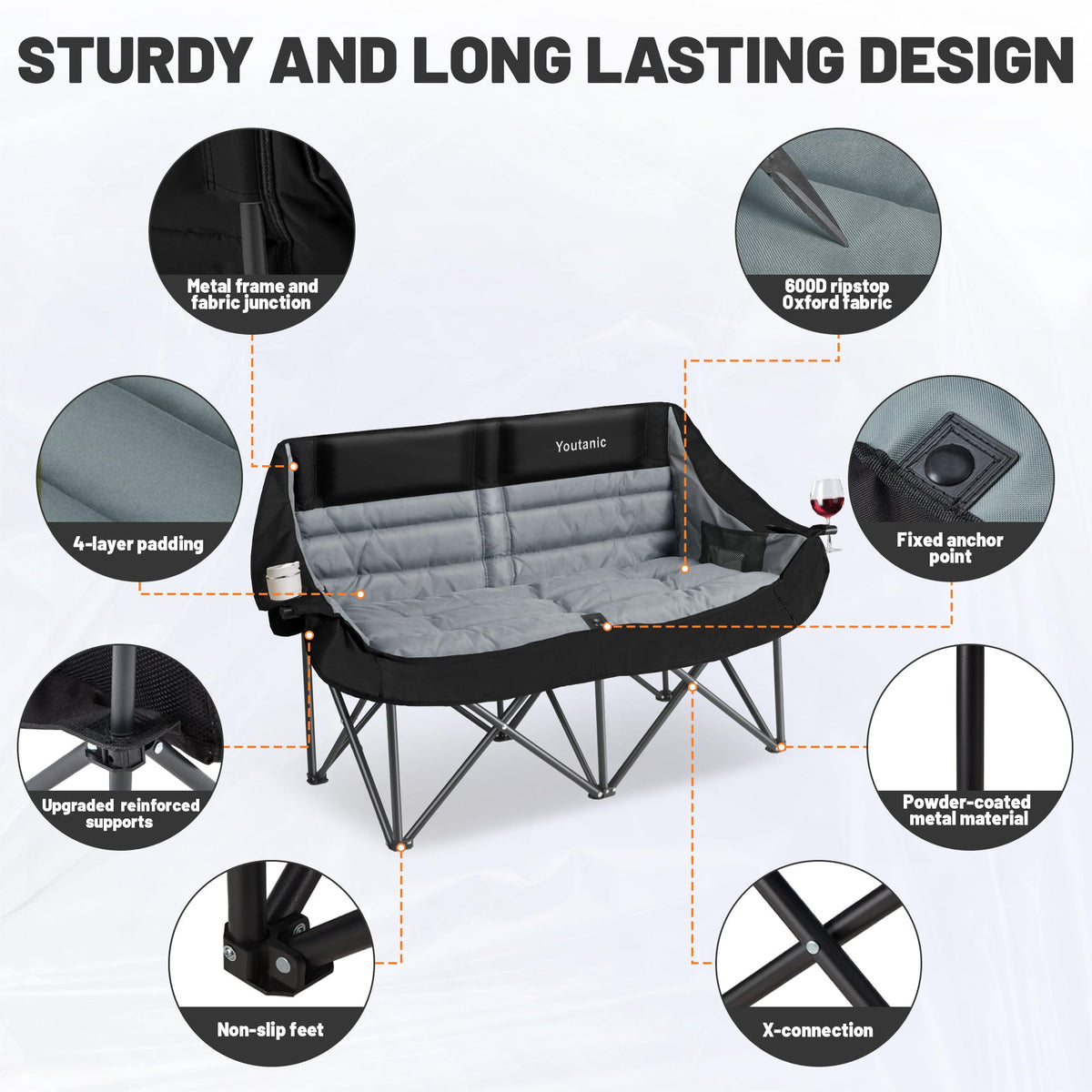 Youtanic Oversized Camping Chair, Portable Folding Camping Chairs