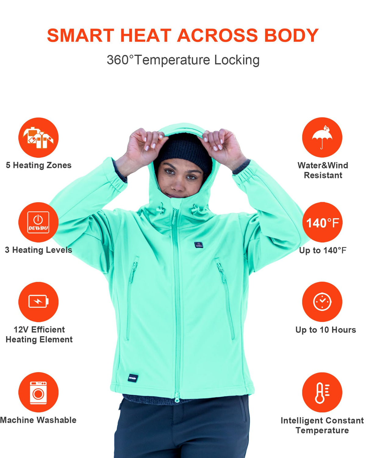 DEWBU Heated Jacket for Women with 12V Battery Pack Winter