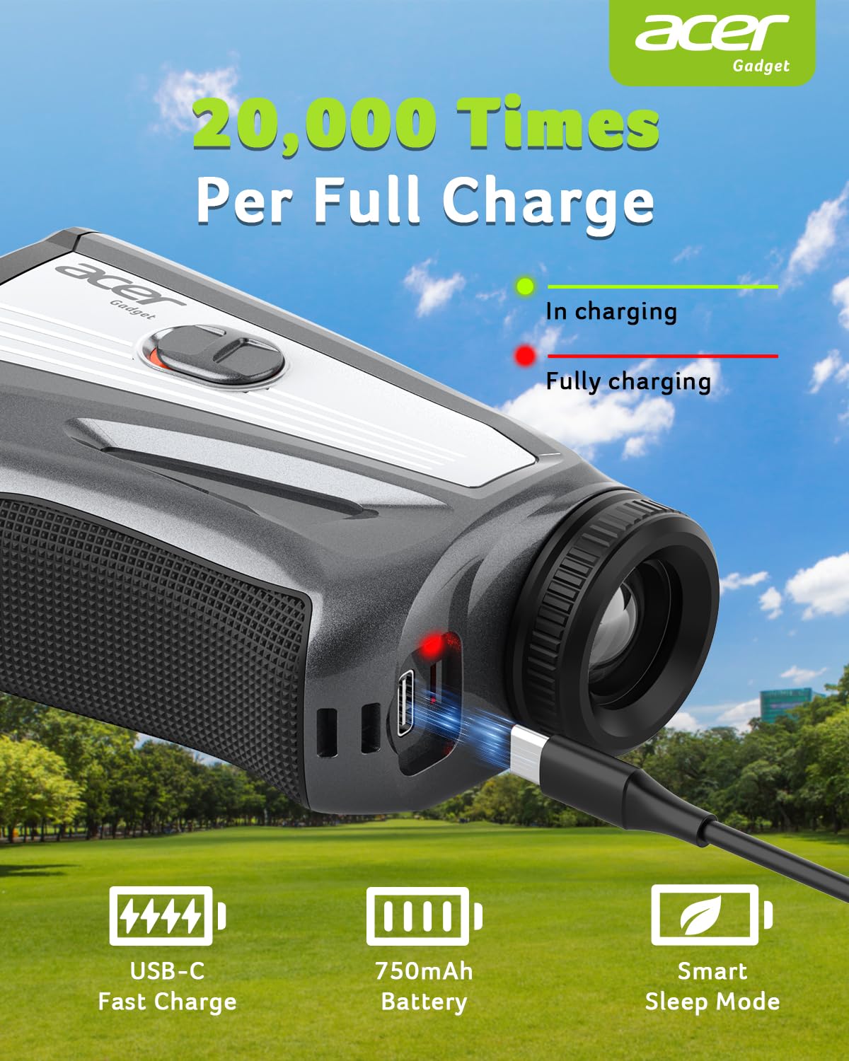 Acer Gadget Golf Rangefinder with Slope On/Off, 800/1200Yards, Golf Gifts
