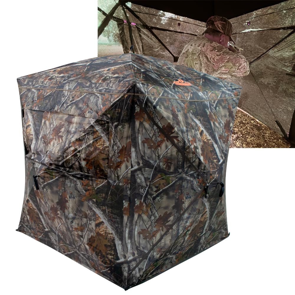 THUNDERBAY SPUR Collector 3 Person Hunting Blind, Portable Ground Blind with Silent Windows, Portable Durable Hunting Tent for Deer & Turkey Hunting