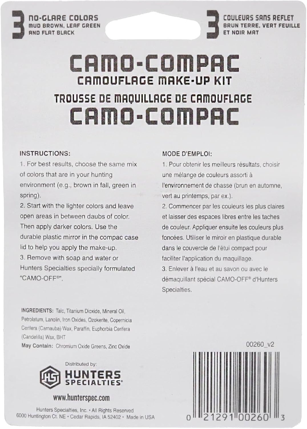 Hunters Specialties Camo-Compac 3/4/5 Color Makeup Kit - Pocket Size Long-Lasting Easy-to-Use Concealment Makeup for Hunting