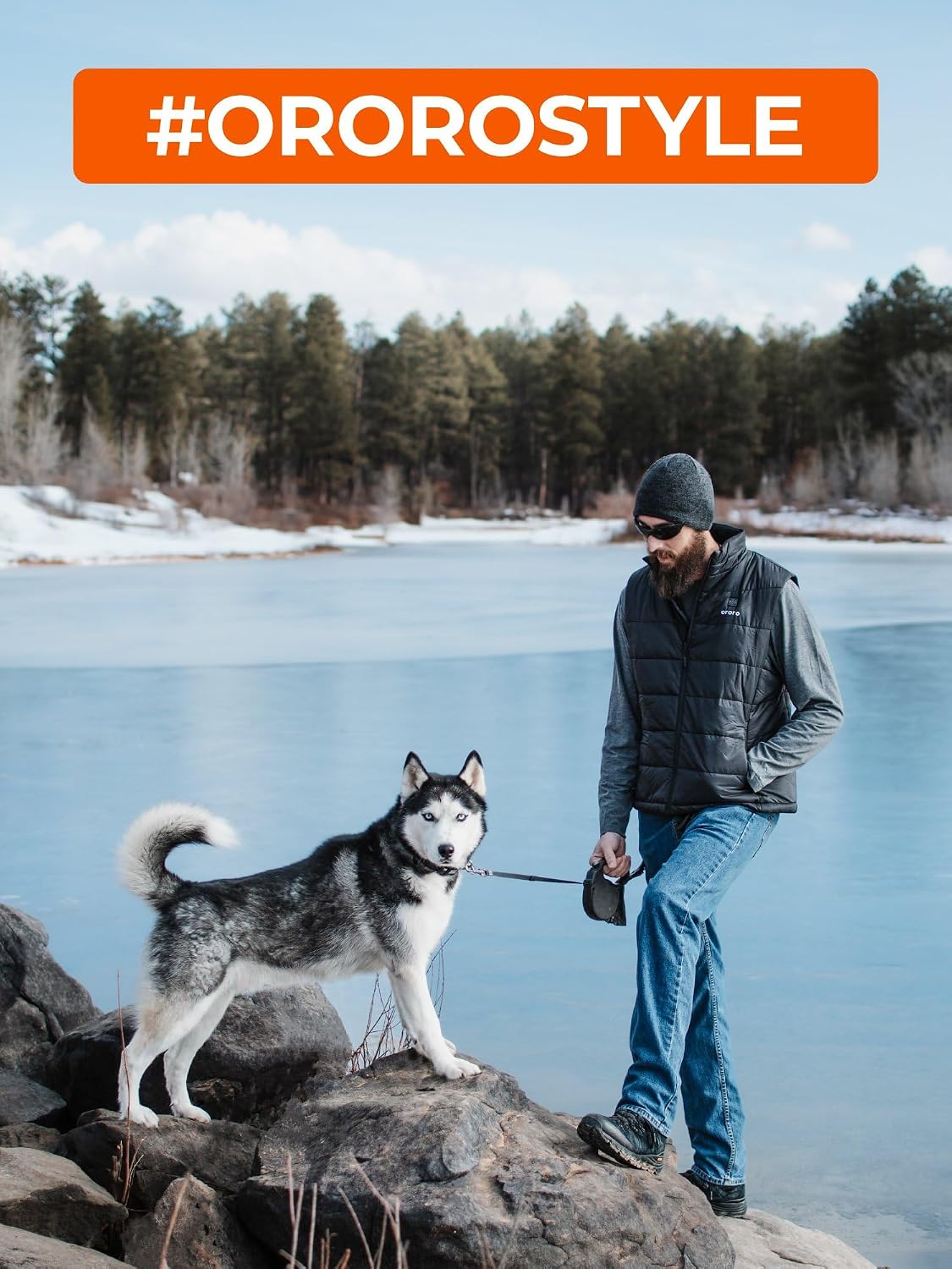 ORORO Men's Heated Vest Lightweight 4-Zone USB-C Battery Heated Puffer Vest