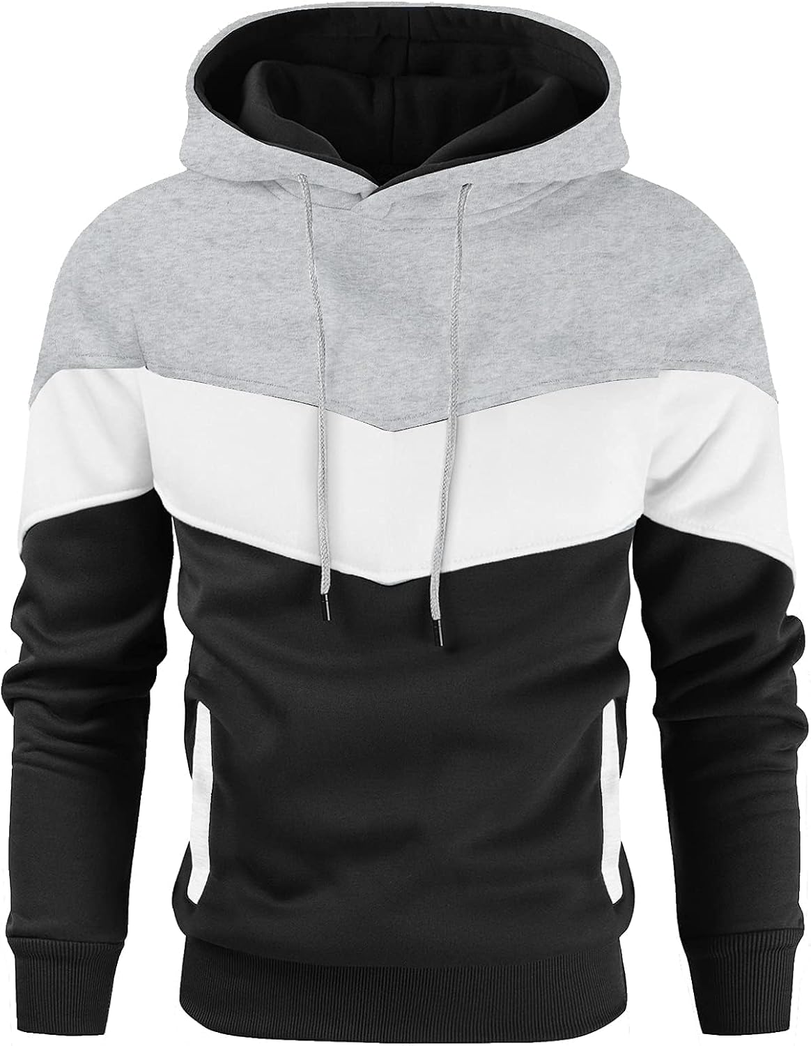 Gesean Men's Novelty Color Block Pullover Fleece Hoodie Casual Sweatshirt