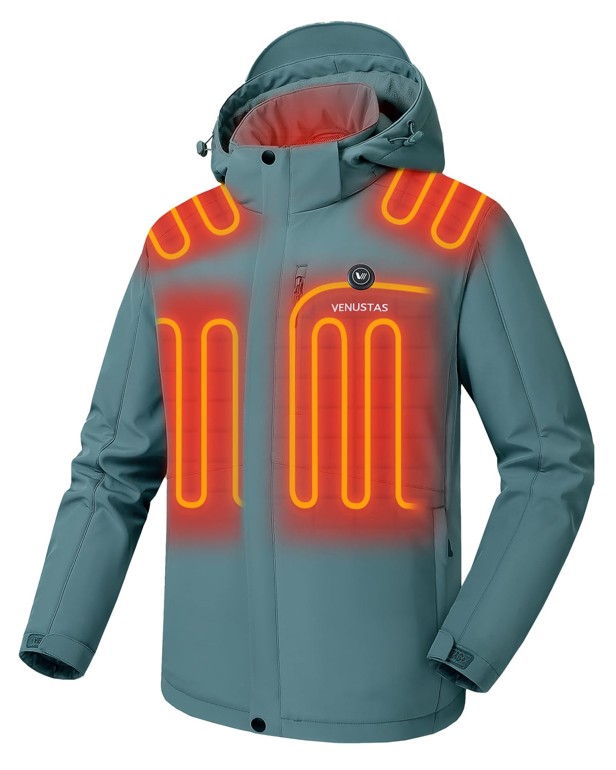 Venustas Men's Waterproof Heated Jacket with Battery & Detachable Hood