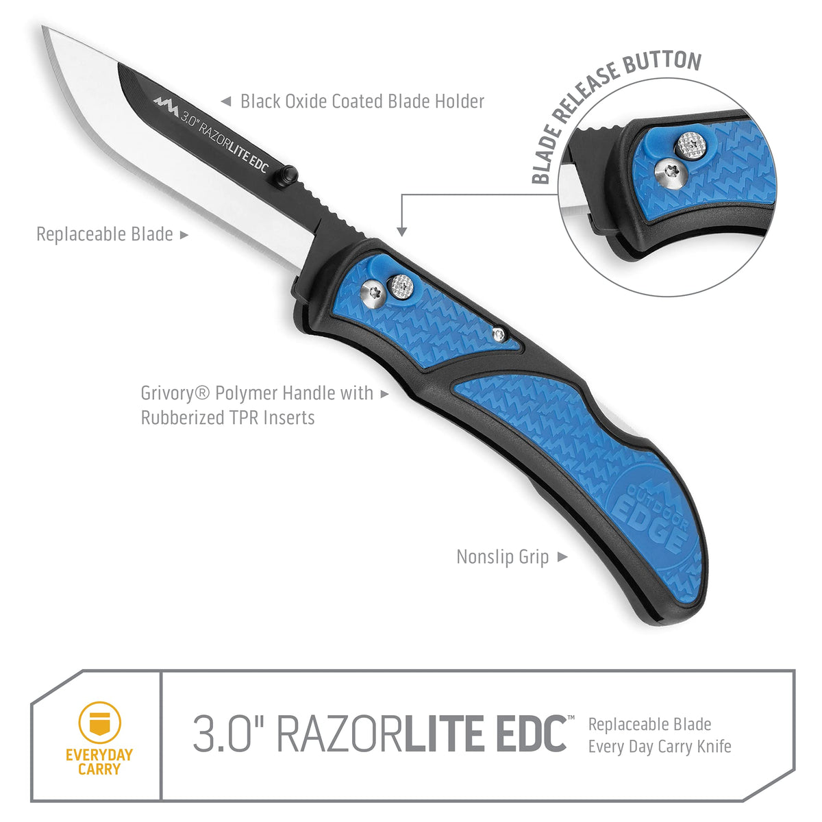 OUTDOOR EDGE 3.0" RazorLite EDC Knife, Blaze Orange