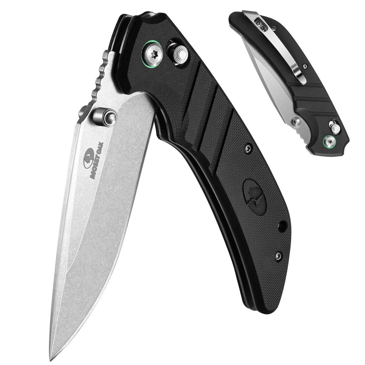 Mossy Oak Folding Pocket Knife, 4" Stonewash Stainless Steel Blade
