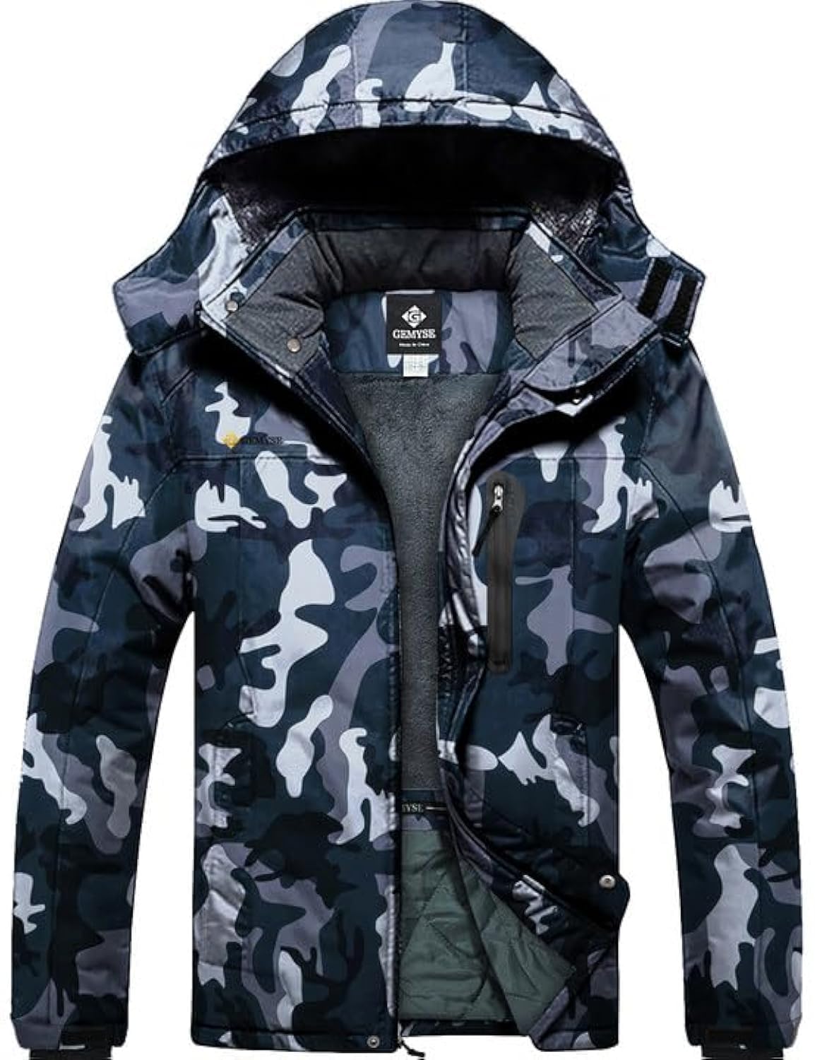 GEMYSE Men's Winter Ski Jacket Waterproof Snow Coat with Detachable Hood