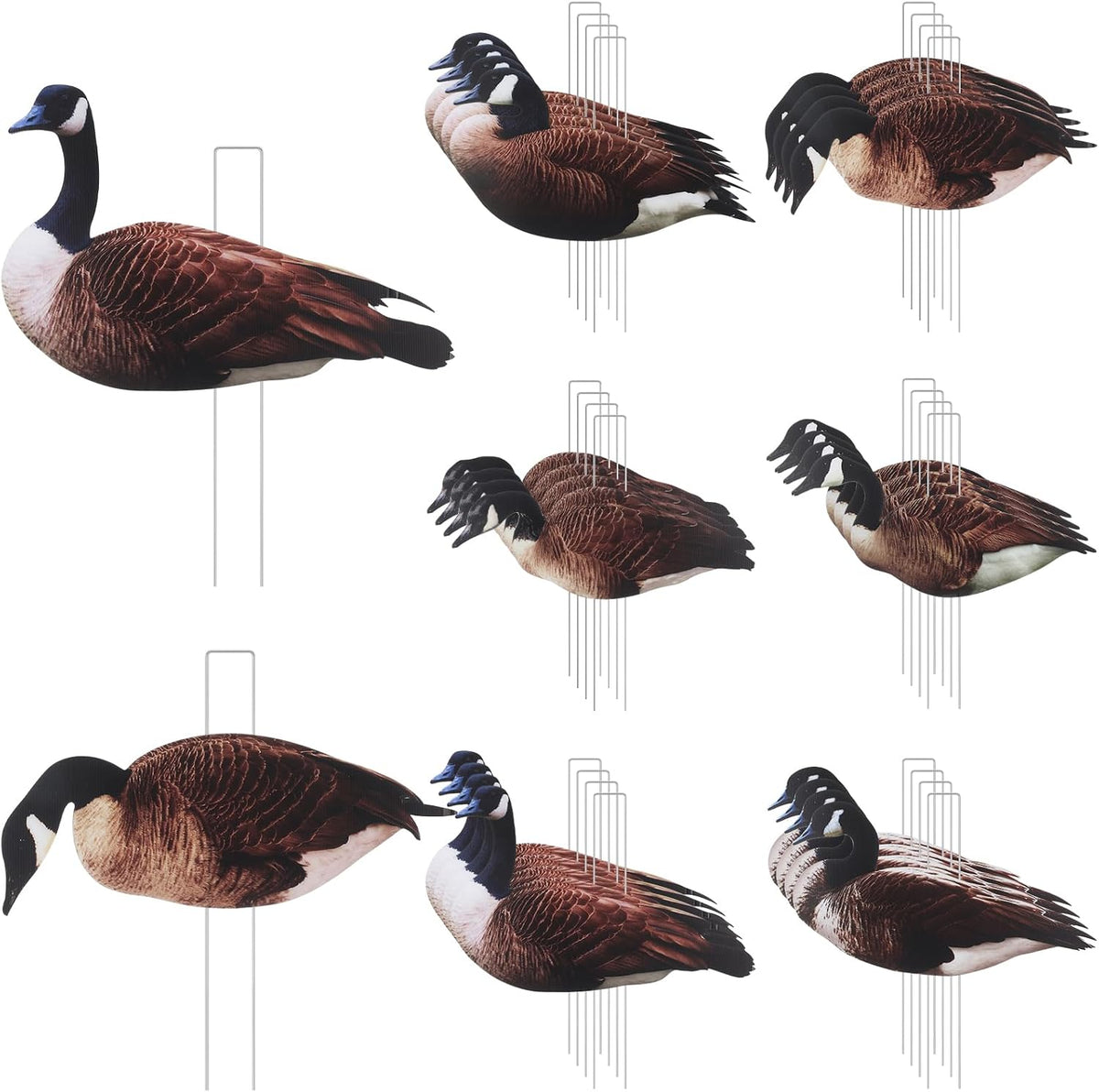 CroBlissful Goose Silhouette Decoys with Metal Stakes Goose Motion Decoys Set Outdoor Hunting Silhouette Stackable Realistic Vivid Easy to Carry for Field Pond