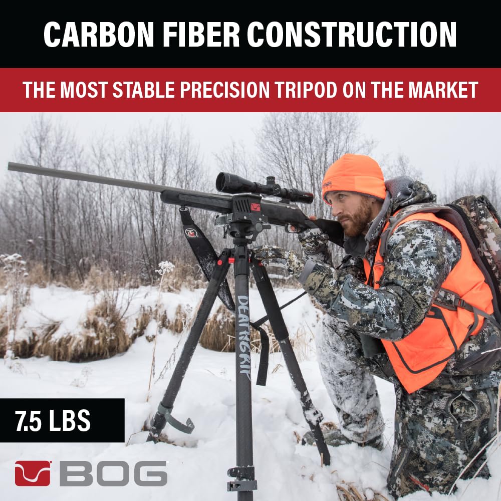 BOG DeathGrip Hunting Tripod, 7"-59", Lightweight, Gun Clamp, Shooting Rest