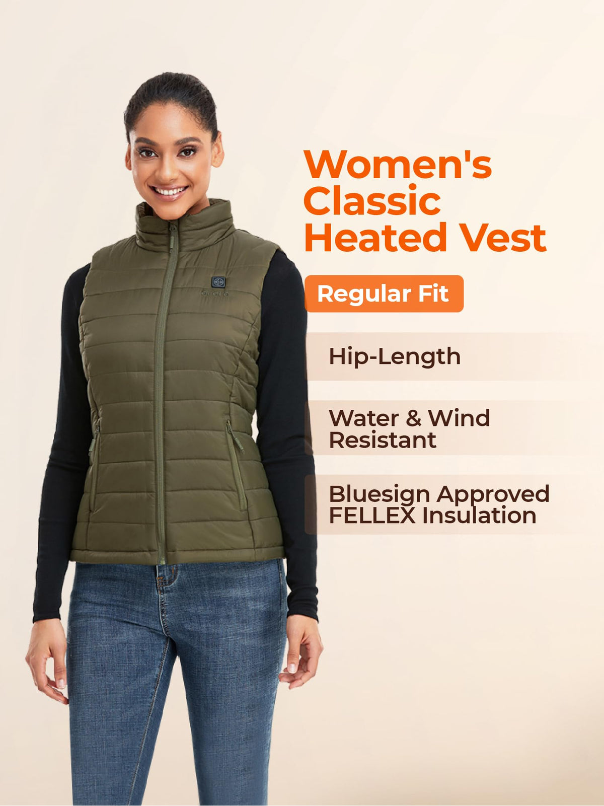ORORO Women’s Heated Vest, 4 Heating Zones Lightweight Electric Vest