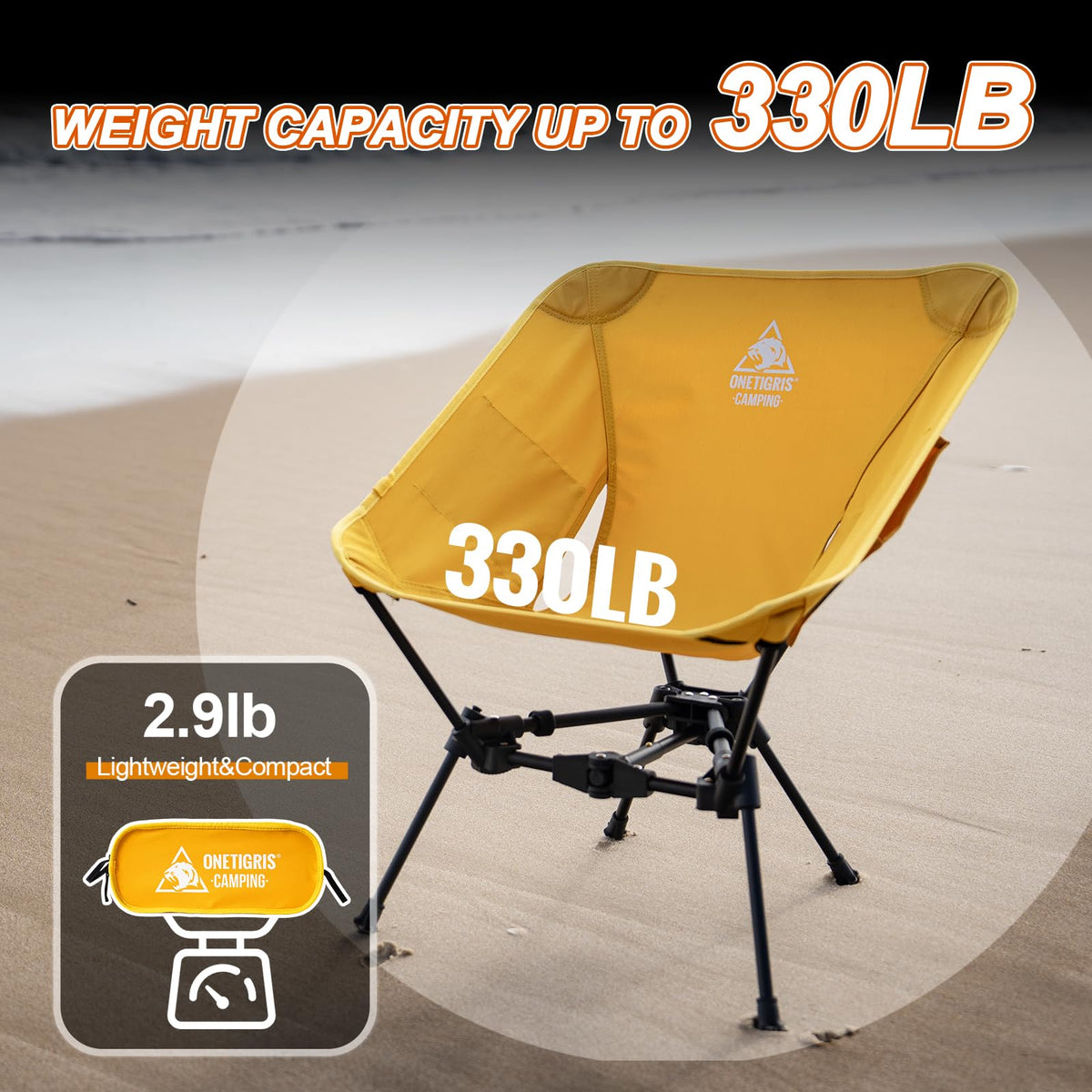 ONETIGRIS Tigerblade Camping Chair, Lightweight Folding Backpacking Hiking Chair, Compact Portable 330 lbs Capacity